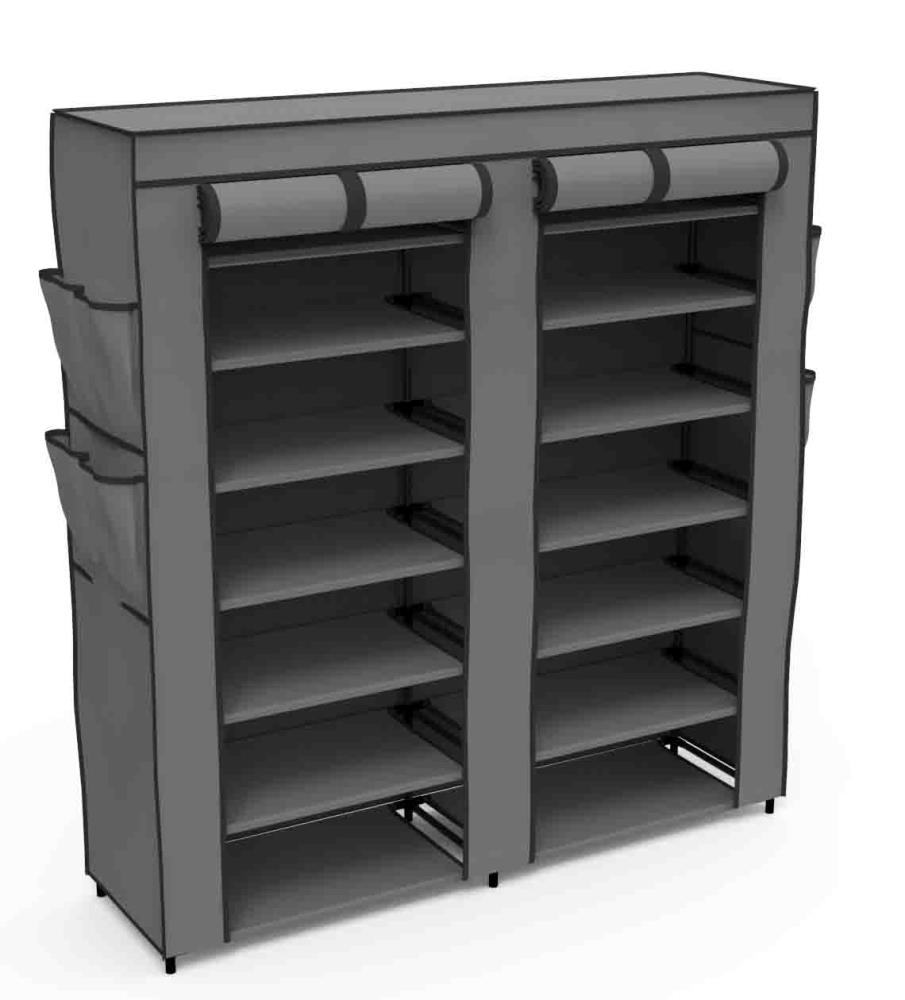 HOME-COMPLETE 13.3 H 12-Pair 2-Tier Gray Plastic Shoe Rack HW0500075 - The  Home Depot