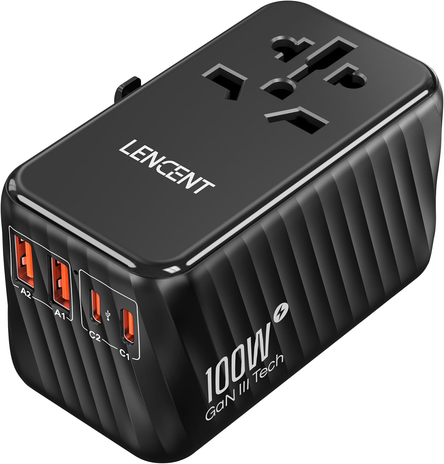 LENCENT Universal Travel Adapter 100W GaN International Fast Charger QC USB A Worldwide Power Adaptor for Phones Laptops All in One Travel Essentials for EU USA UK AU White #B0CHVZB5ZR