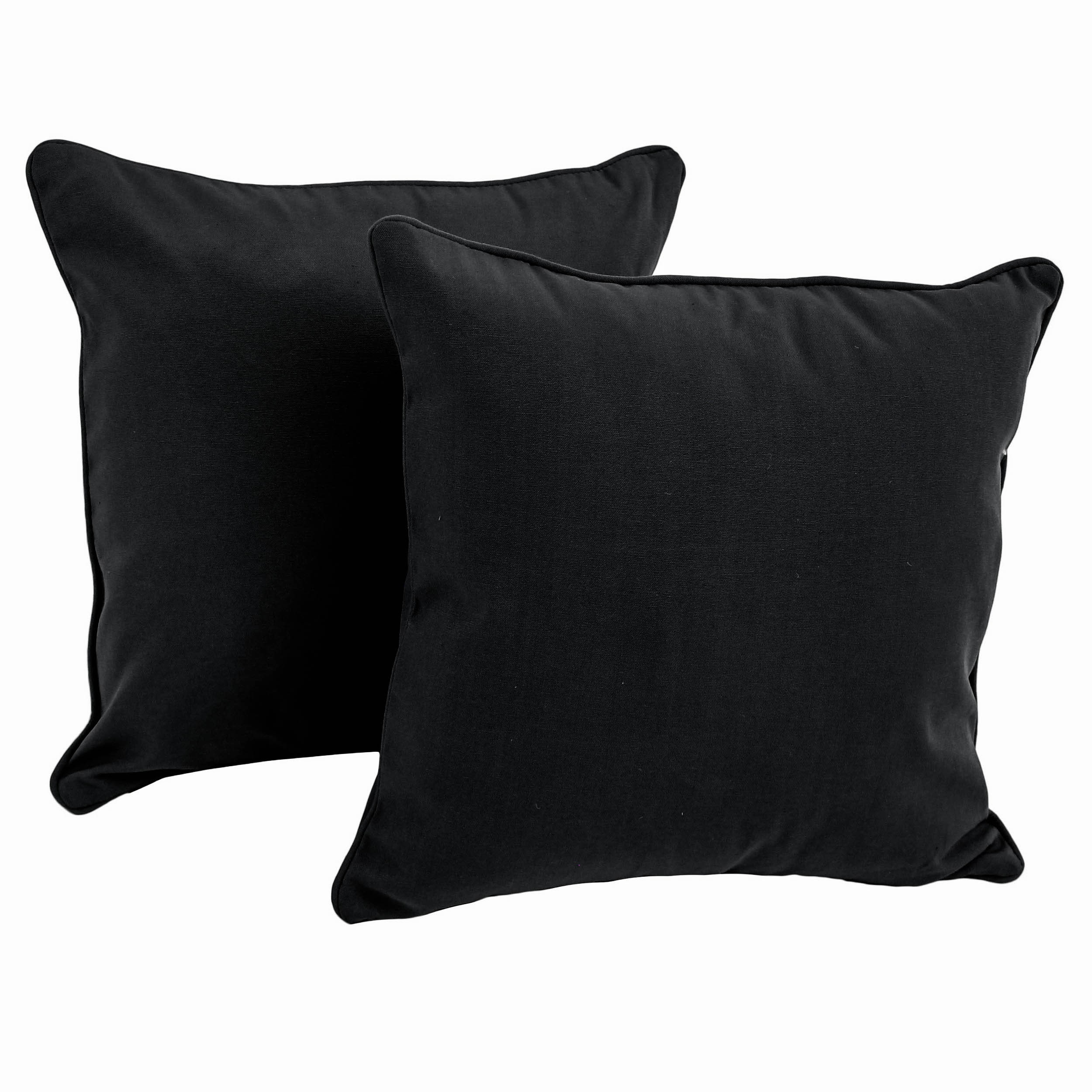 Blazing Needles 9810-CD-S2-TW-BK 2 -Piece 18-in x 18-in Black Square Indoor Decorative Pillow