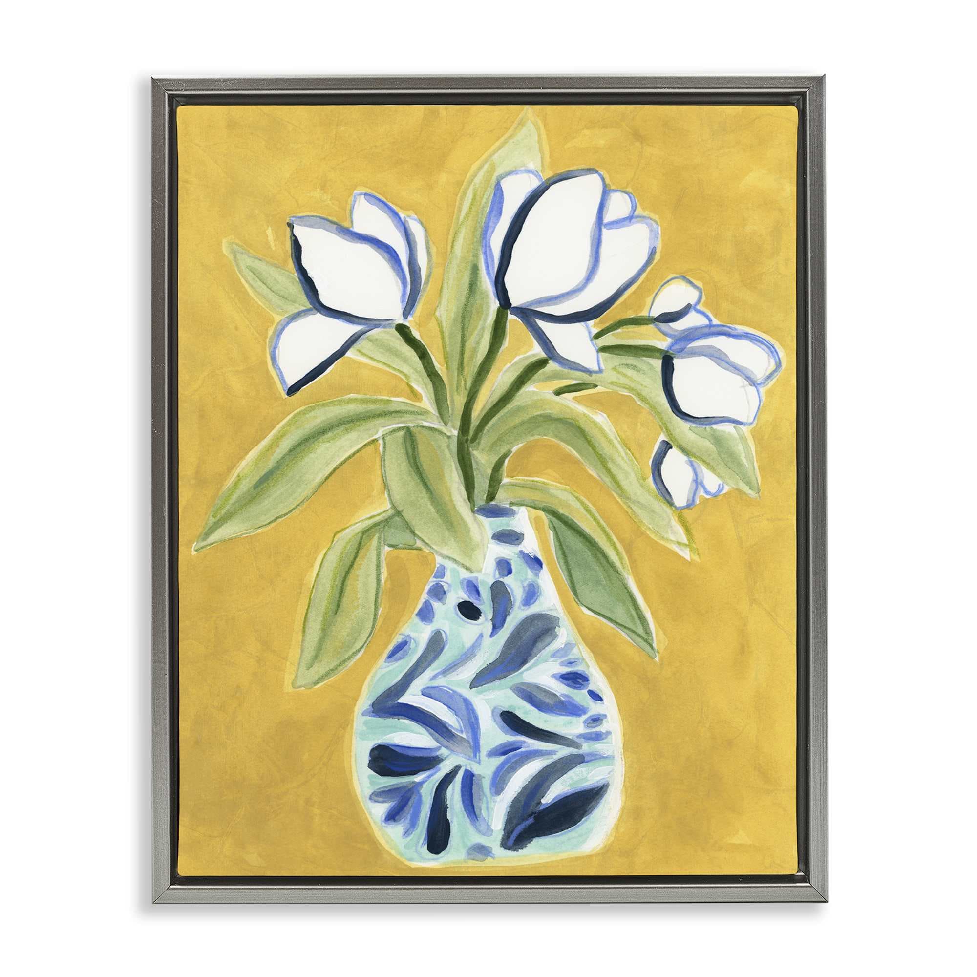 Stupell Industries BS-391-FFL-16X20 Lively Tulips in Vase Gray Framed Floater Canvas Wall Art By June Erica Vess 17 x 21