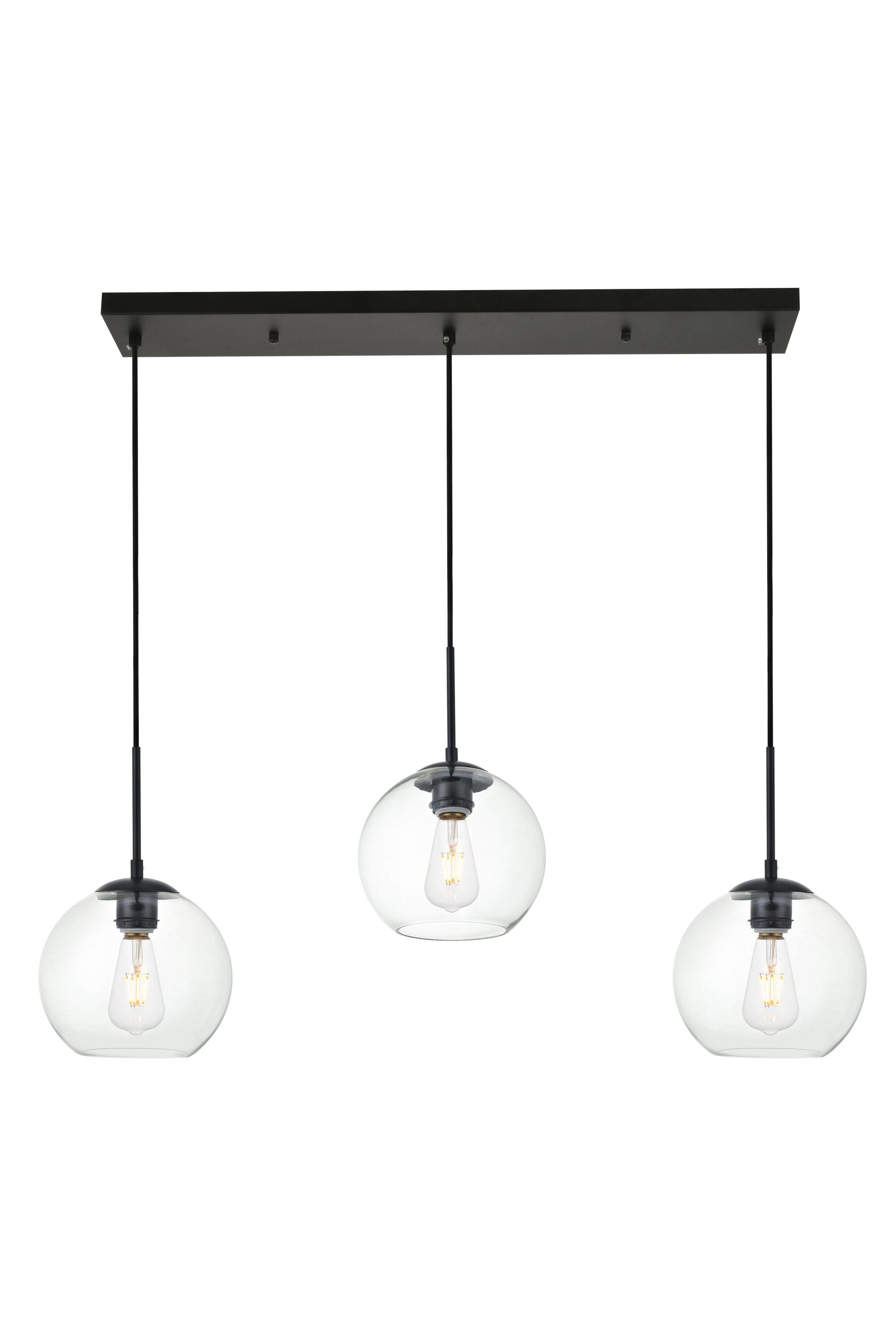 Baxter 3-Light Black Pendant with Clear Glass Shades