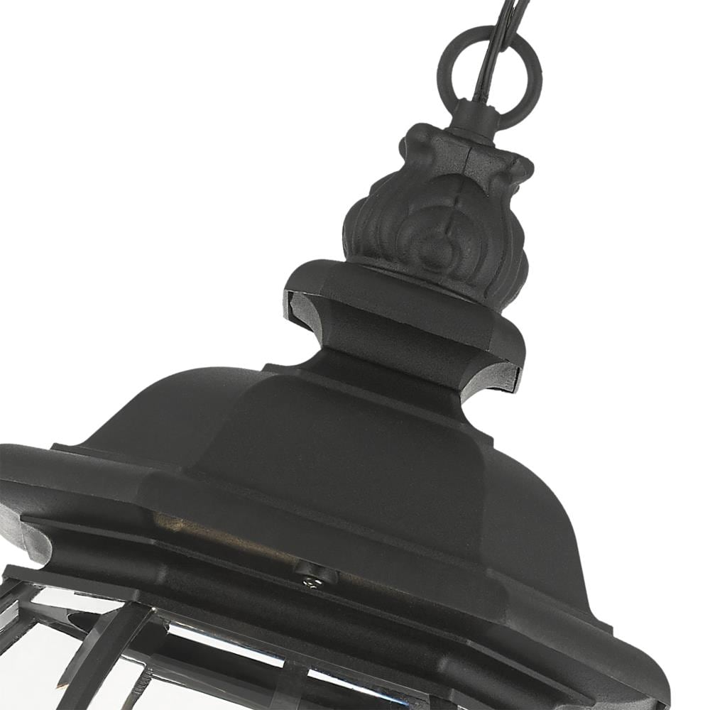 Frontenac Textured Black Outdoor Pendant Lantern with Clear Beveled Glass