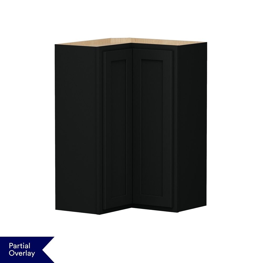 Shenandoah Breckenridge POL 24-in W x 36-in H x 12-in D Black Painted L-Shaped Wall Fully Assembled Cabinet Recessed Panel Shaker
