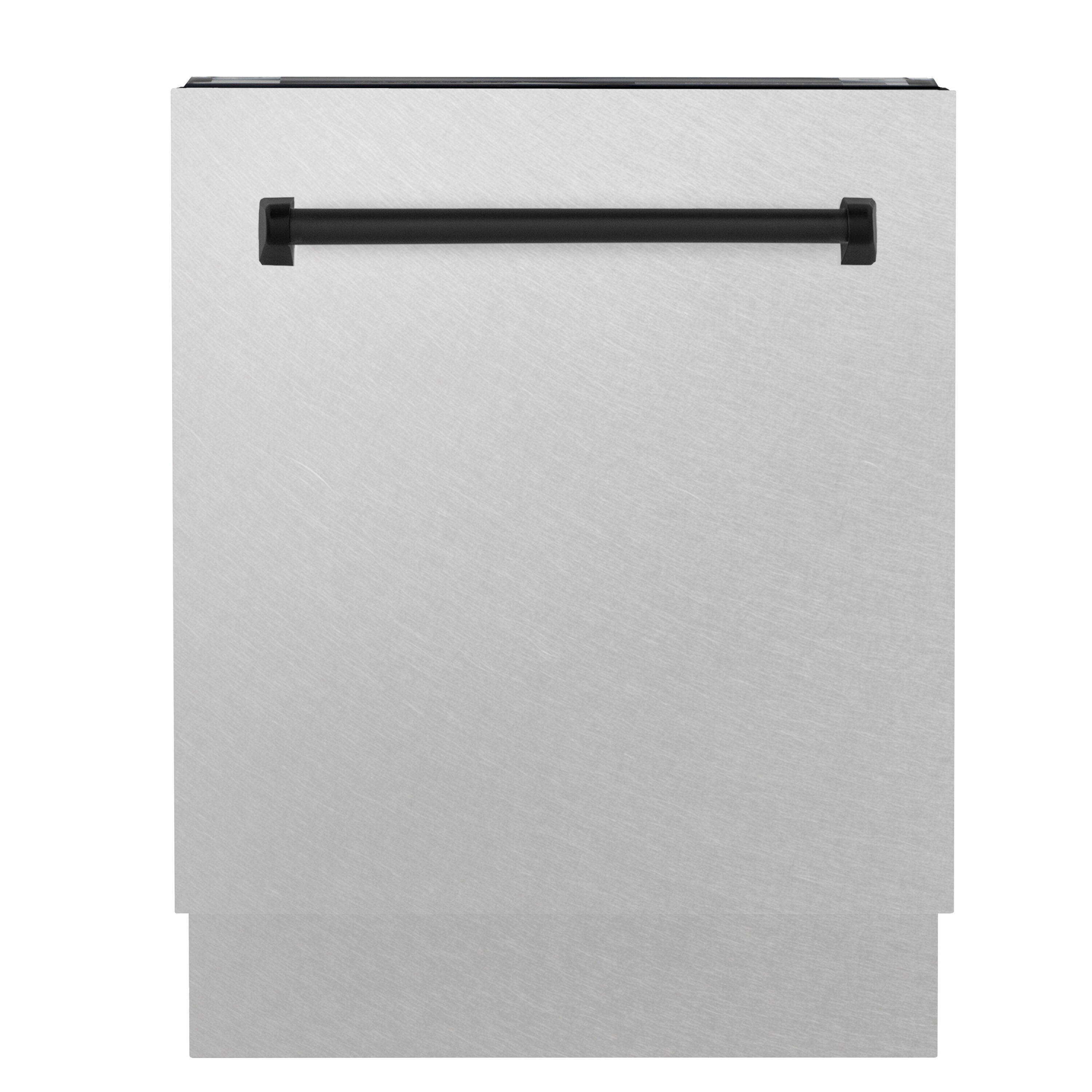 ZLINE KITCHEN & BATH DWVZ-SN-24-MB Autograph Edition 24-in Top Control Built-in Dishwasher With Third Rack ( Satin Stainless Steel, Matte Black Handle ) ENERGY STAR, 51-Decibel Standard Sound Level