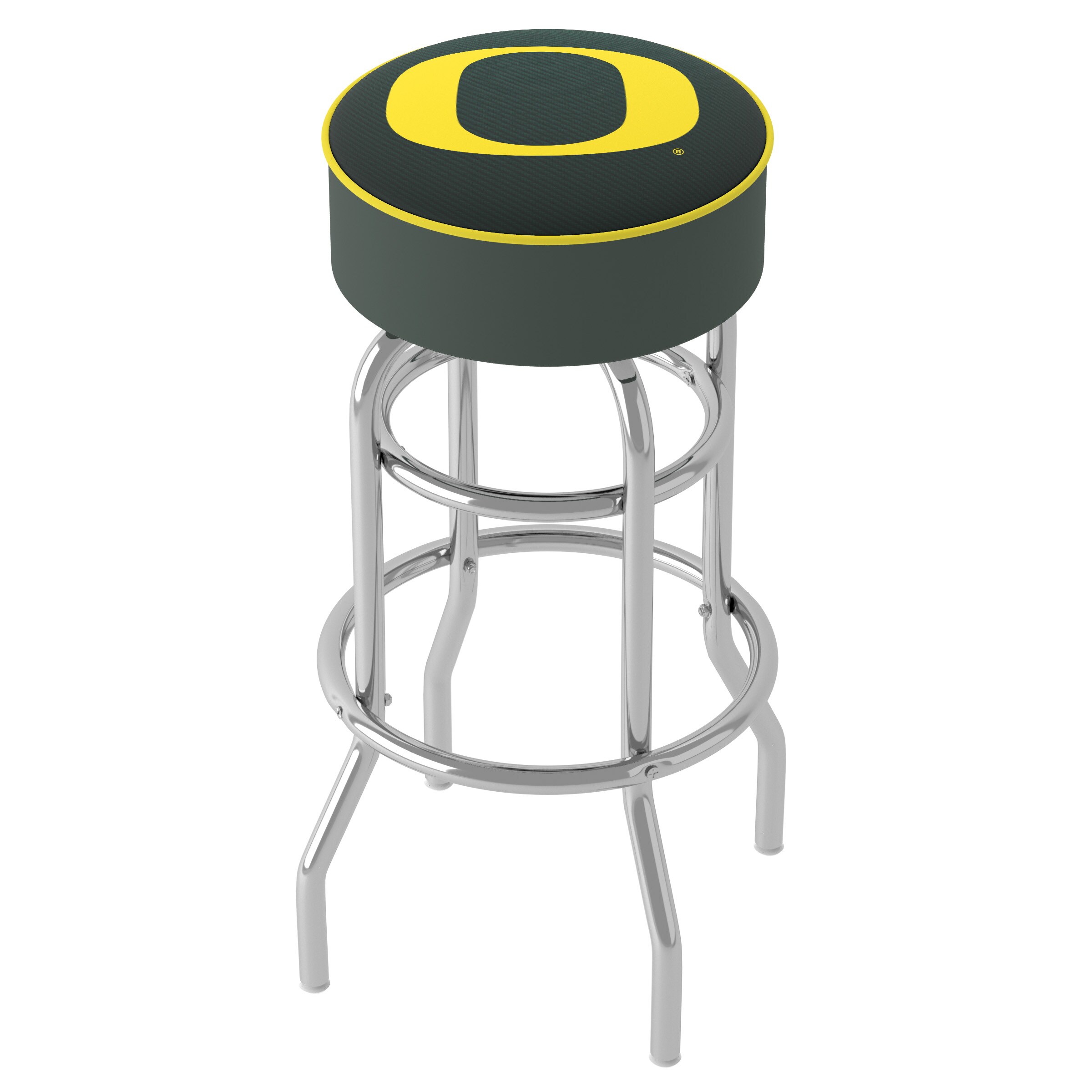 Trademark Gameroom ORG1000-CBN Oregon Ducks Bar Stools Chrome 31.0-in H Bar height Round seat Upholstered Swivel Metal Bar Stool