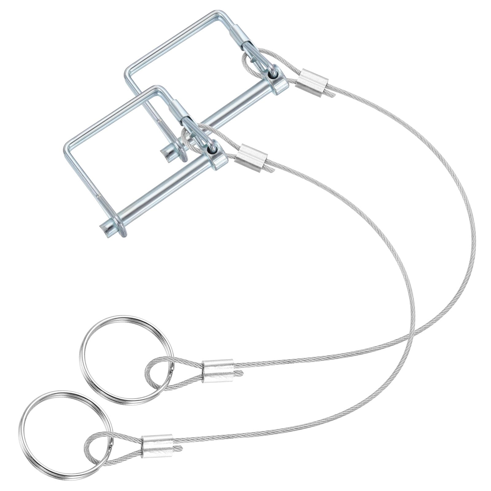 PATIKIL 2pcs Trailer Coupler Pins 3/16inch x 1-9/16inch (5mm x 50mm) Square Shaft Locking Pin with Ear Extended Cord Quick Release Ring Round Arch Wire Retainer for Farm Trailers Hitches