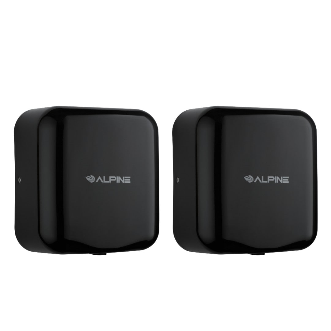 Alpine Industries Hemlock Commercial Black Automatic High-Speed Stainless Steel Touchless Hand Dryer (2-Pack)