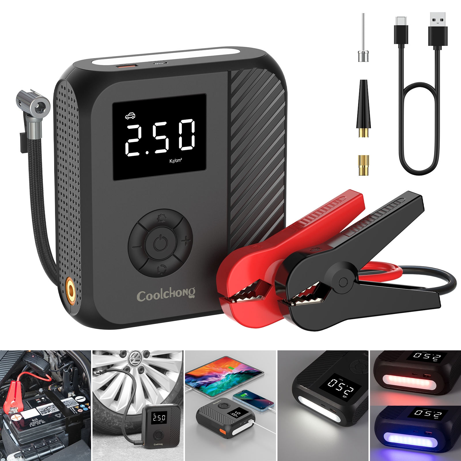 Phivve JS23-002 2000 -Amp 12 -Volt Portable Car Battery Jump Starter with Digital Display