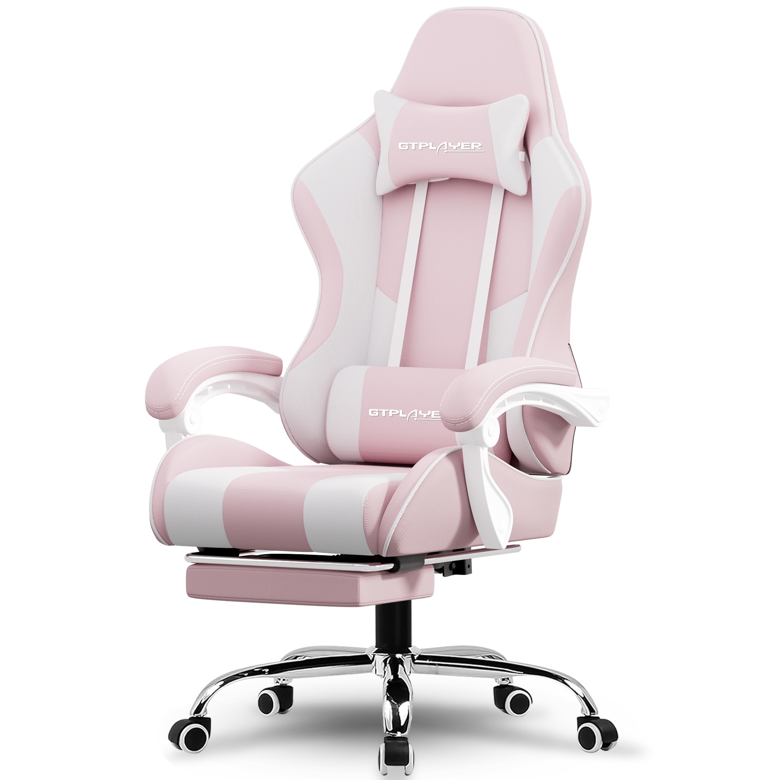 GTPLAYER LOWE-800A-PK-FABRIC Pink Ergonomic Gaming Chair Fabric Adjustable Height Swivel Computer Chair