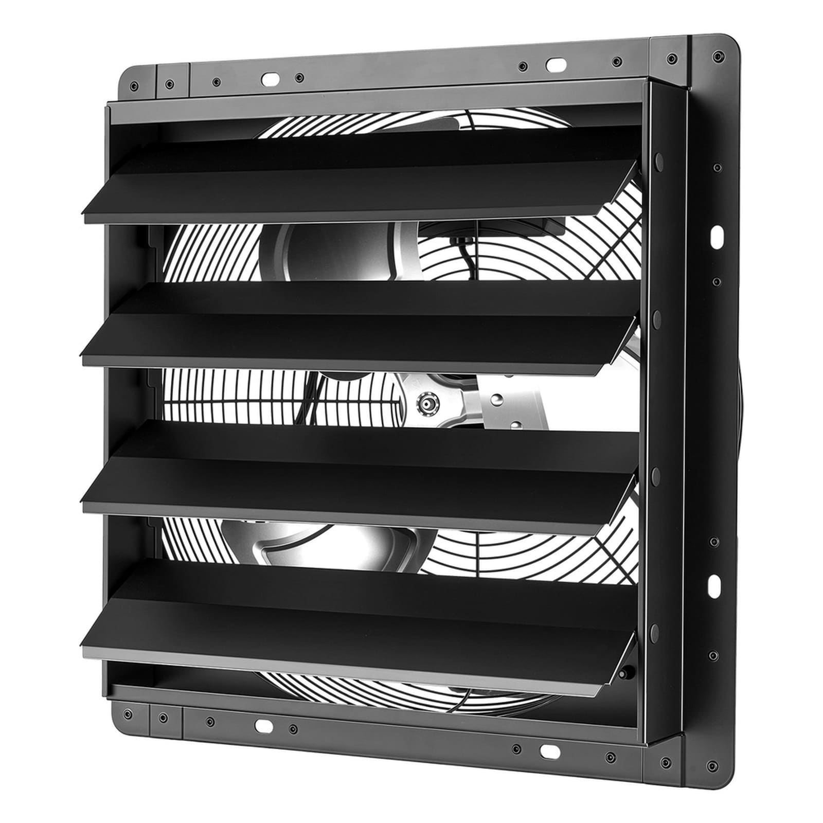 GIVIMO 16-in Wall Mount Shutter Exhaust Fan with EC Motor Temperature and Humidity Controller Steel Housing in Black