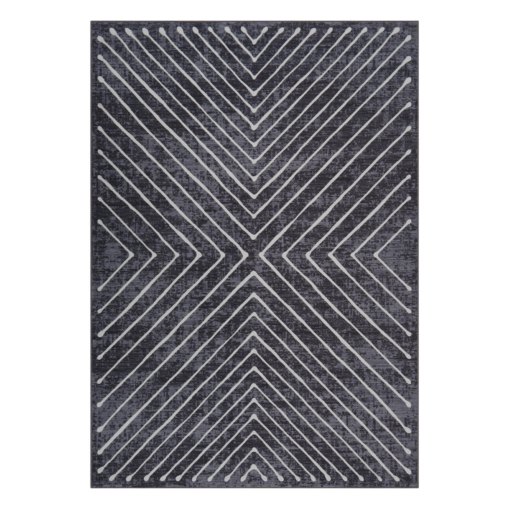 WhizMax SUNNY-PHK-33CC6BEG 4 x 6 ft Polyester Dark Grey Rectangular Living Room Bedroom Dining Room Geometric Stripped Lines Print Modern Machine Washable Area Rug