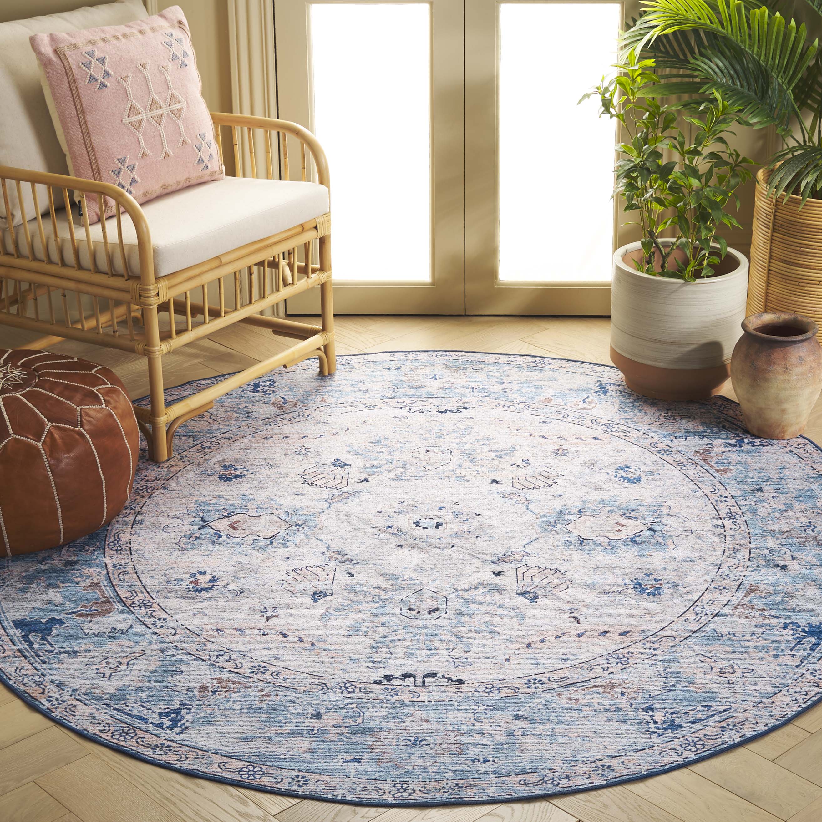 Arizona 908M Blue Beige 6ft x 6ft Traditional Rug