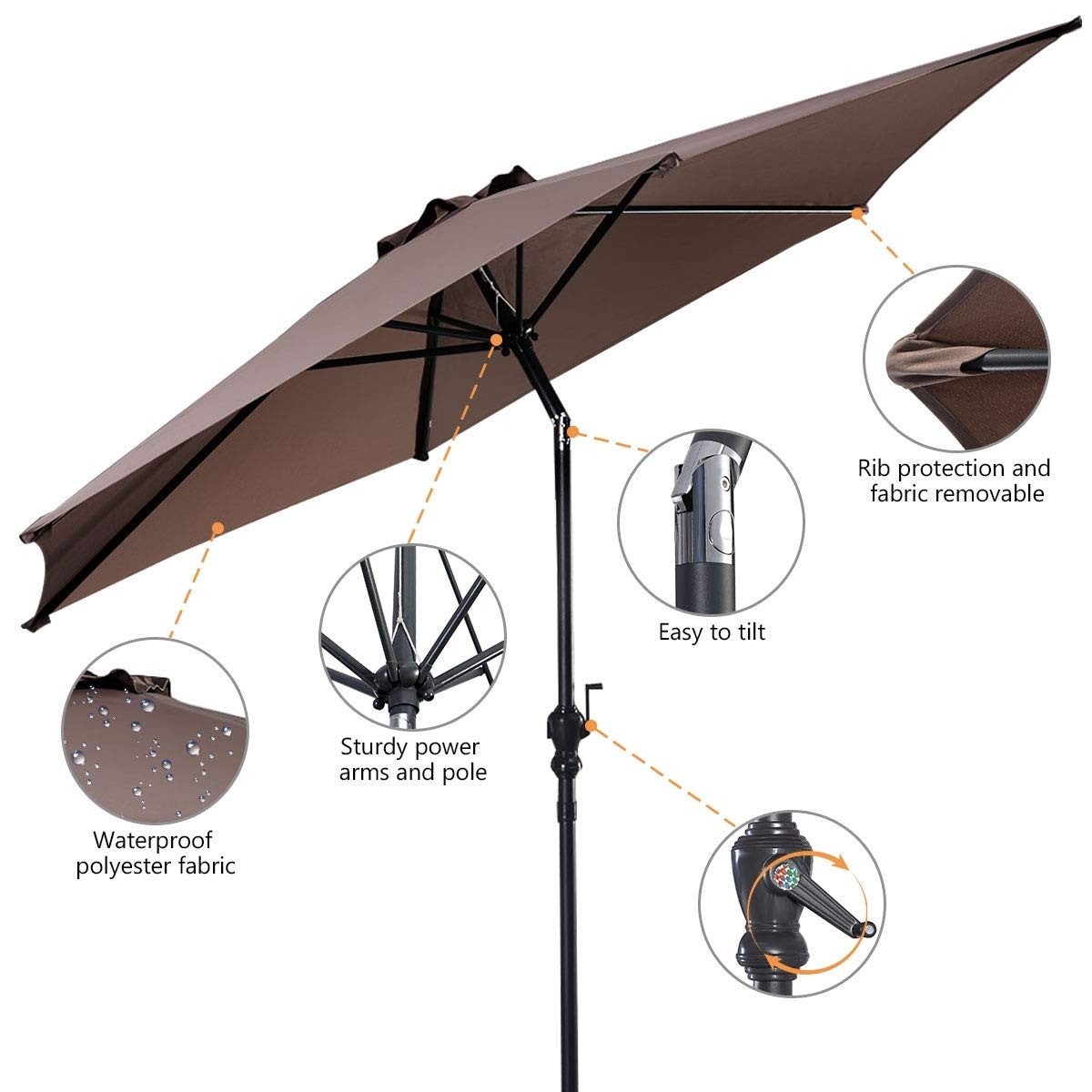 Mondawe 9ft Tan Offset Patio Umbrella With Push Button Tilt And Crank   45592249 