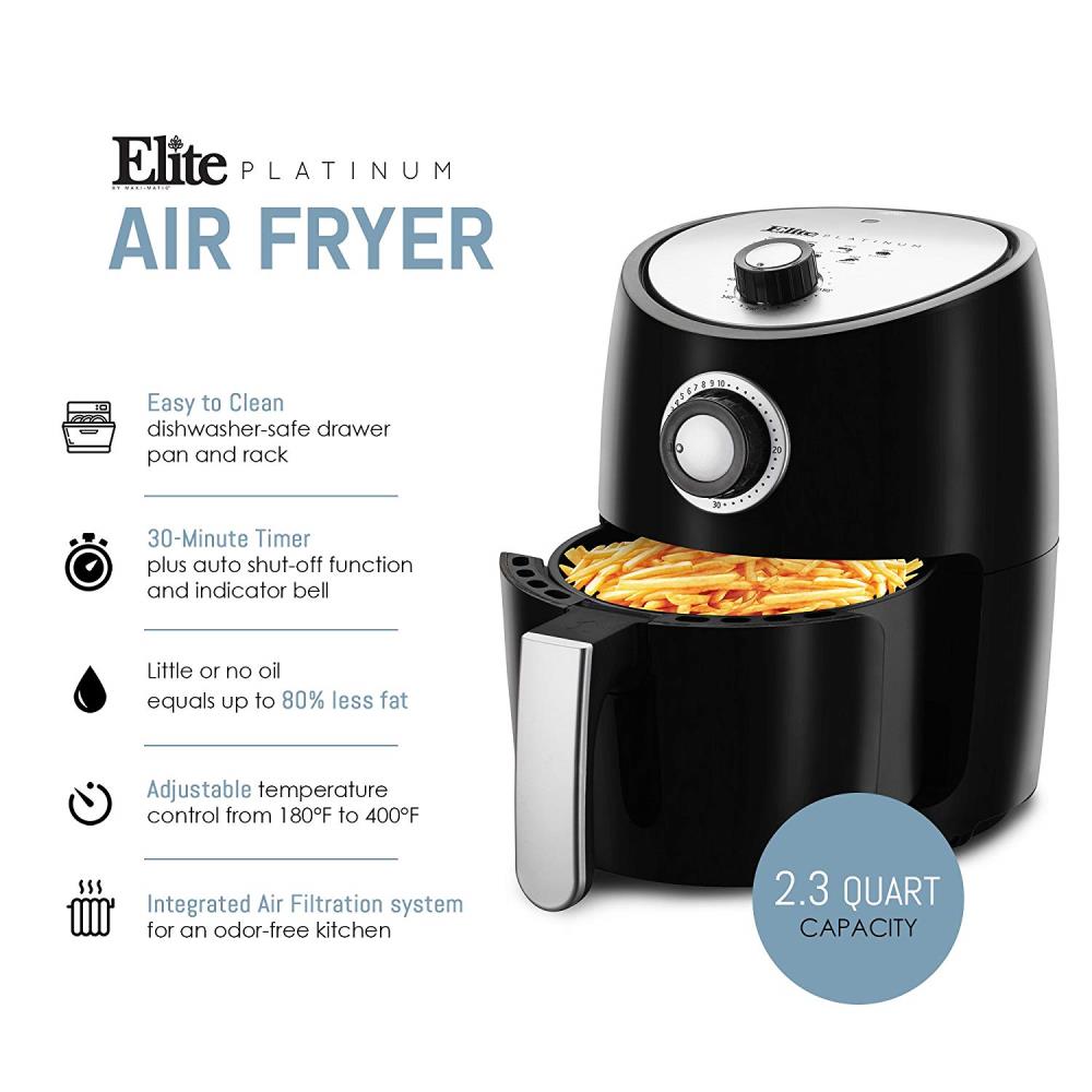 Elite Platinum Electric Digital Hot Air Fryer Oil-Less Healthy Cooker Timer  & Temperature Controls