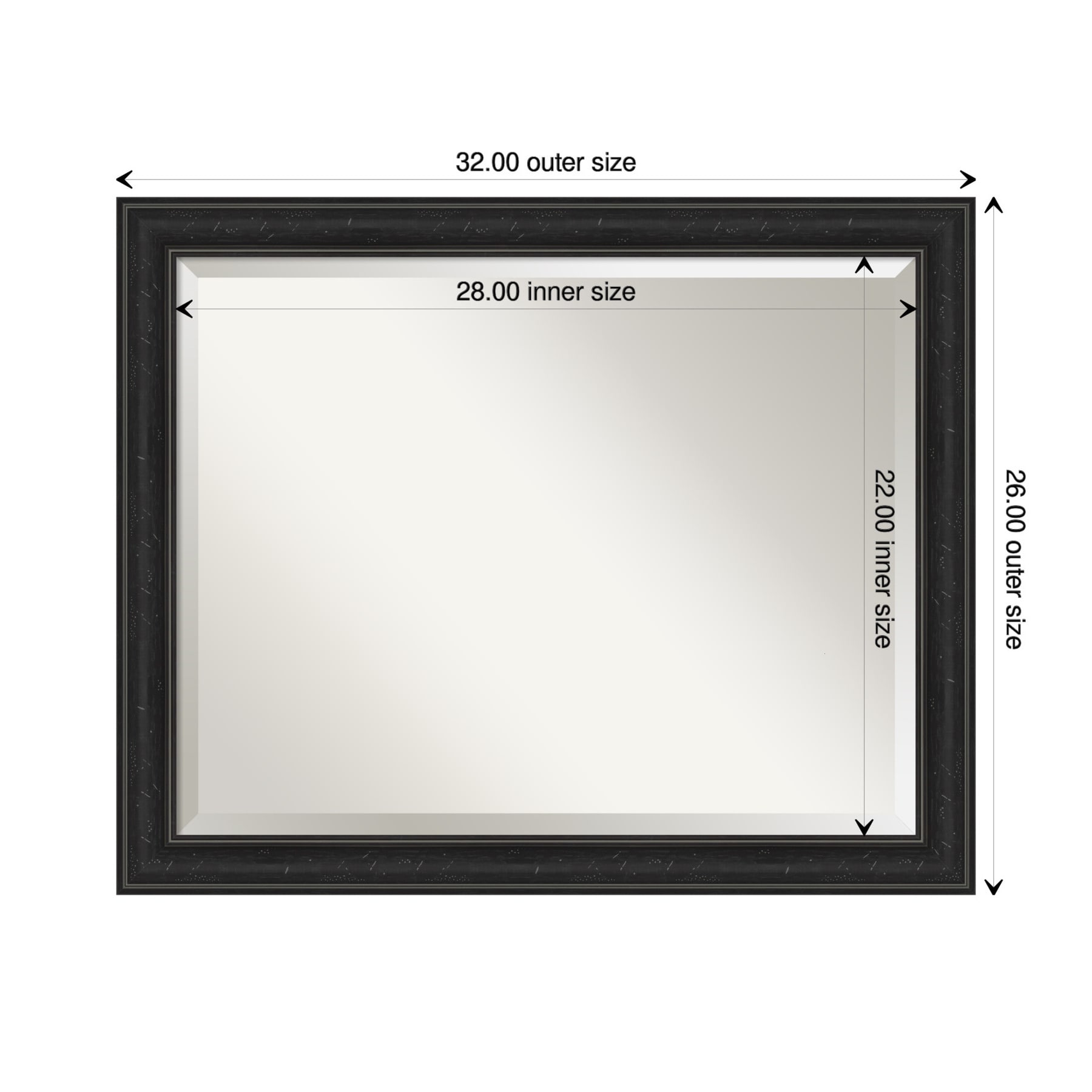 Shipwreck Black Narrow 32" x 26" Beveled Vanity Wall Mirror