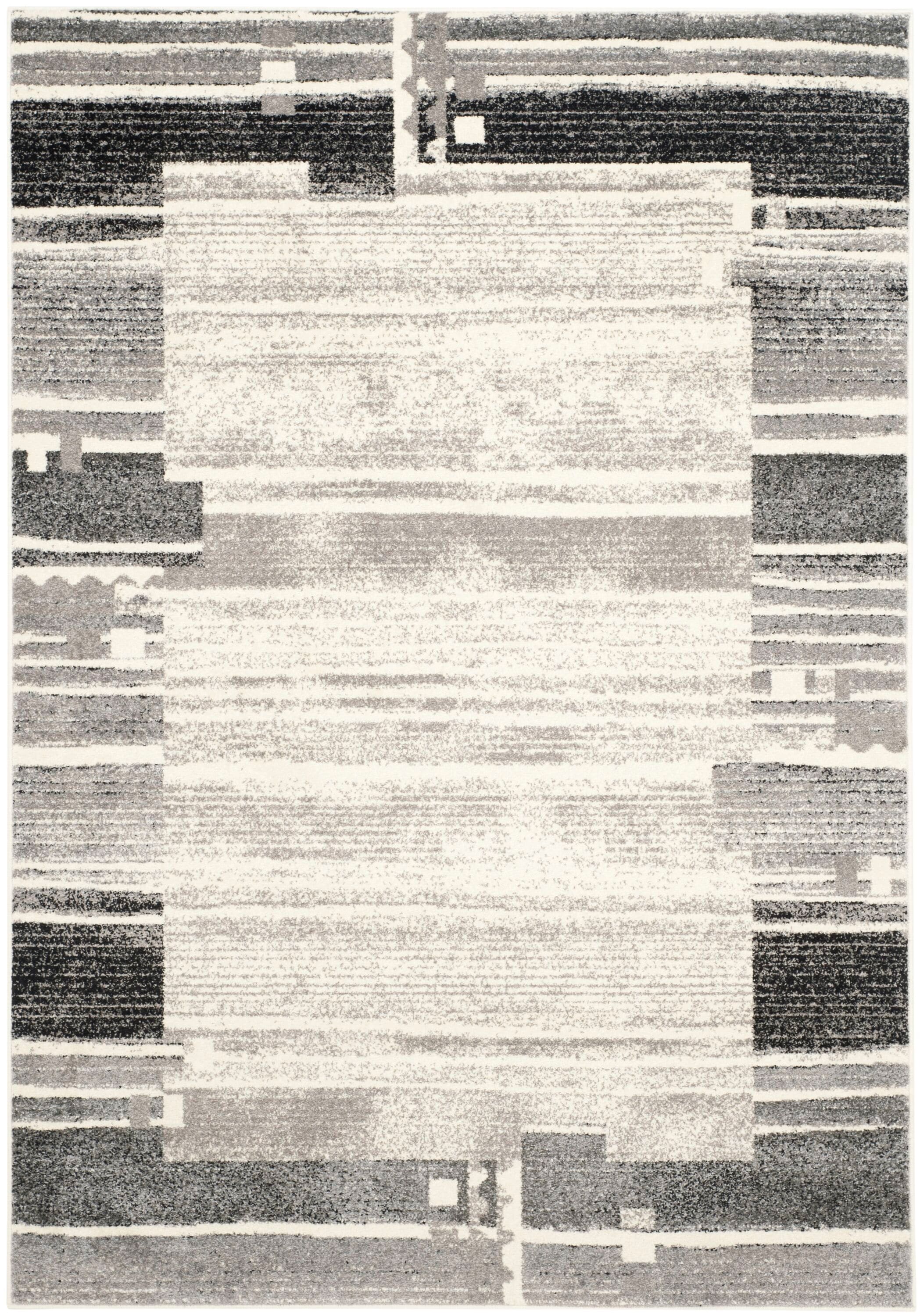 Safavieh EVK492C-5 Evoke Hobi 5 x 8 (ft) Loomed Synthetic Cream/Dark Gray Rectangular Indoor Border Industrial Area rug