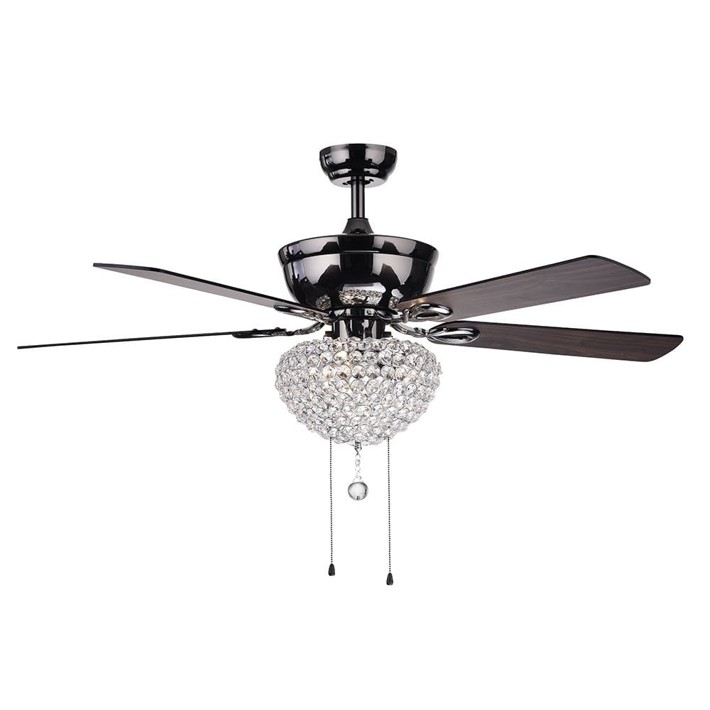 Home Accessories Inc CFL-8176CH 52-in Black with Black Zebrawood/Red walnut Blades Ceiling Fan With Light ( 5 -Blade )