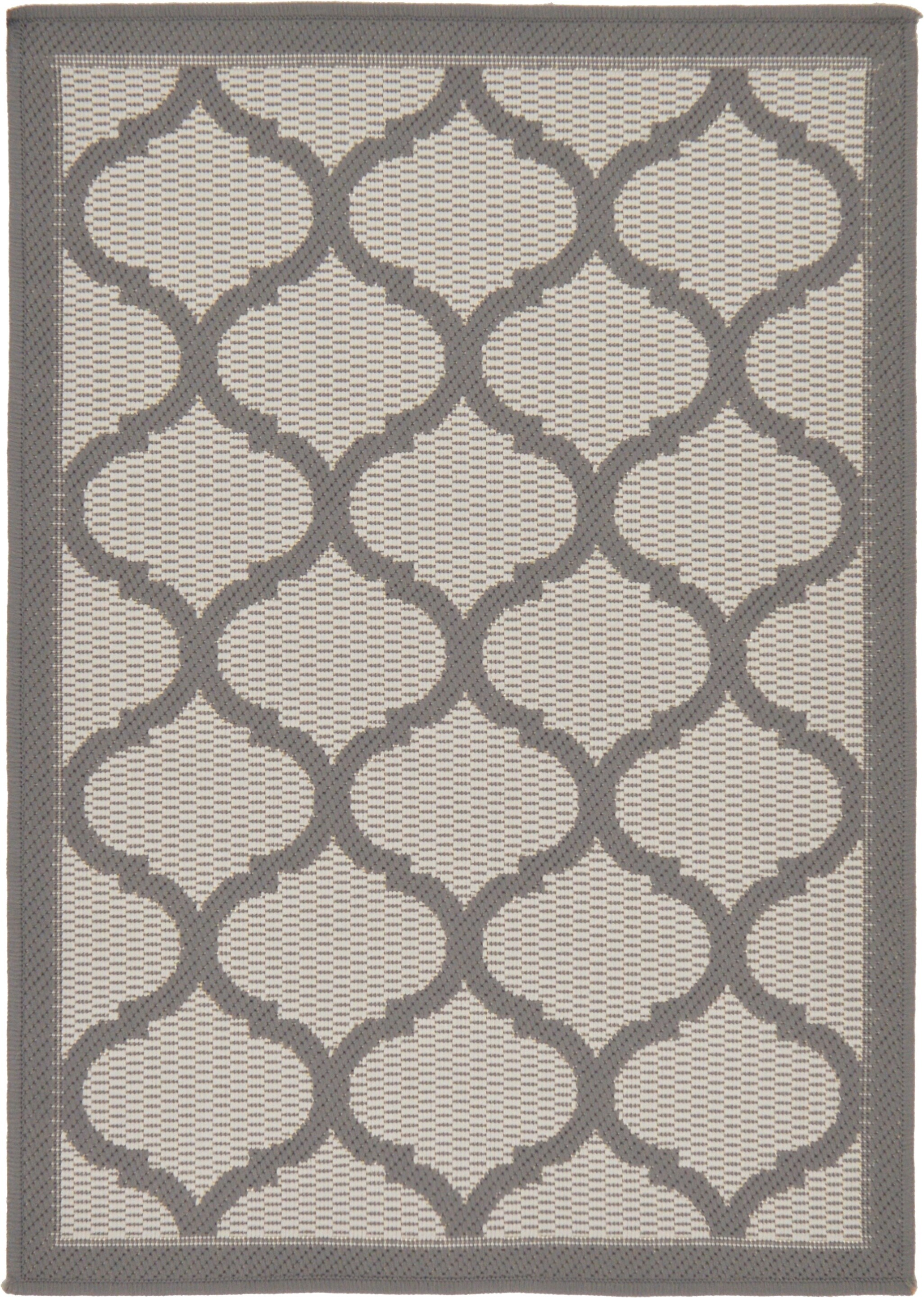 Unique Loom 3127184 Moroccan Outdoor 2 x 3 (ft) Loomed Polypropylene Gray/Dark Gray Rectangular Indoor/Outdoor Geometric Mid-Century Modern Area rug