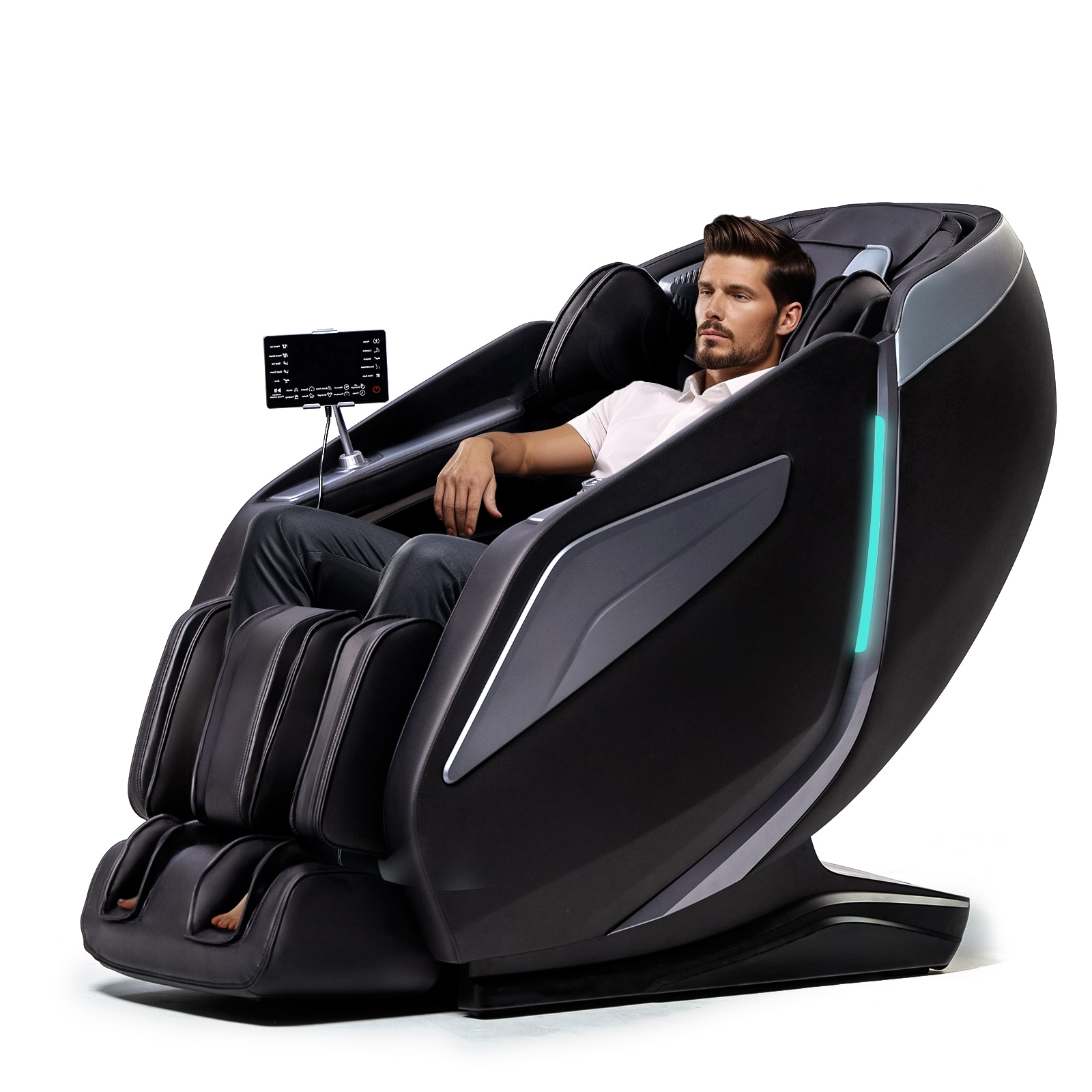 LTMATE LSA337-BLACK Black Faux leather Upholstered Powered Reclining Zero Gravity Massage chair with Lift Assistance