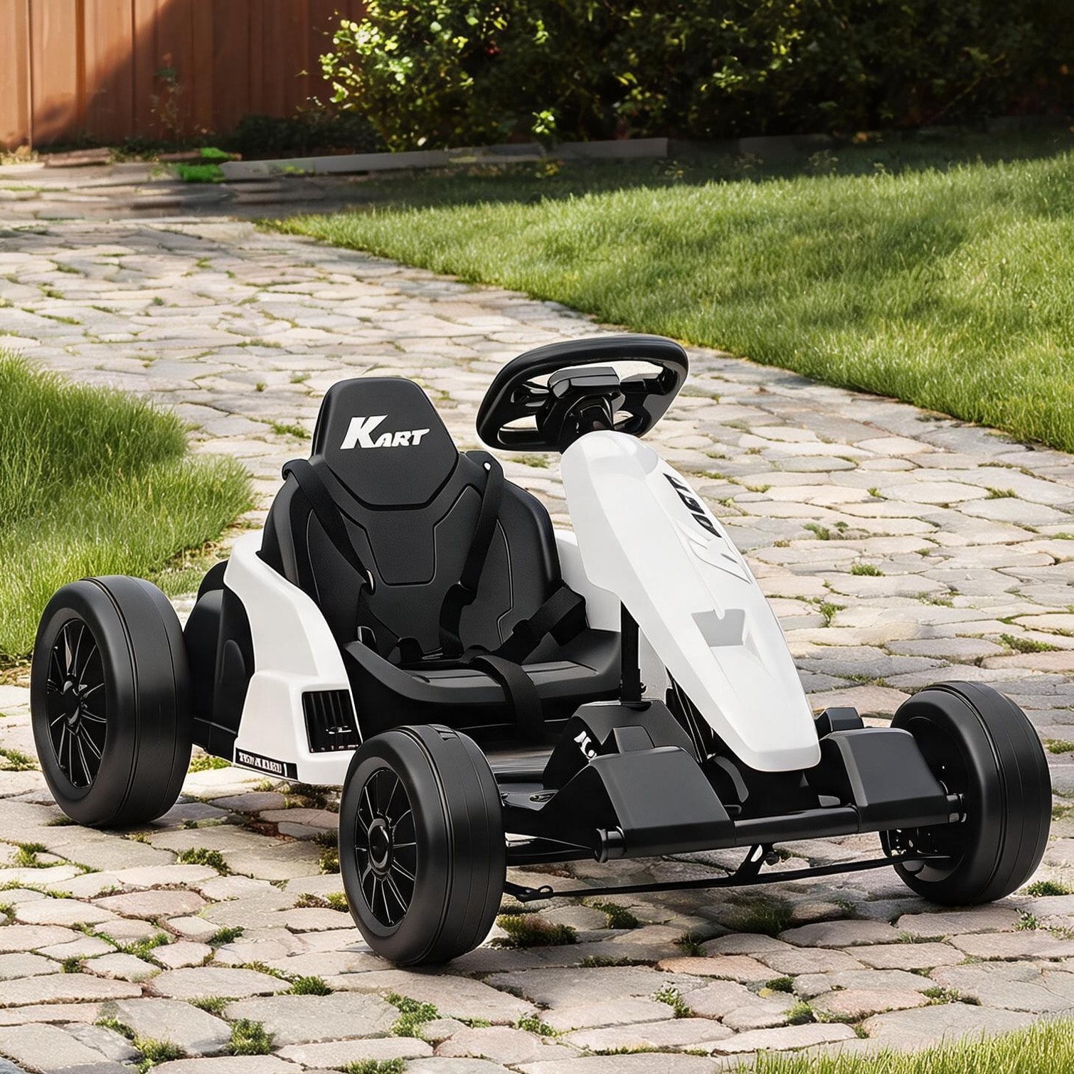 FlowLuxe Electric Go Kart with Dual Motors in Crisp White PP and Metal ...