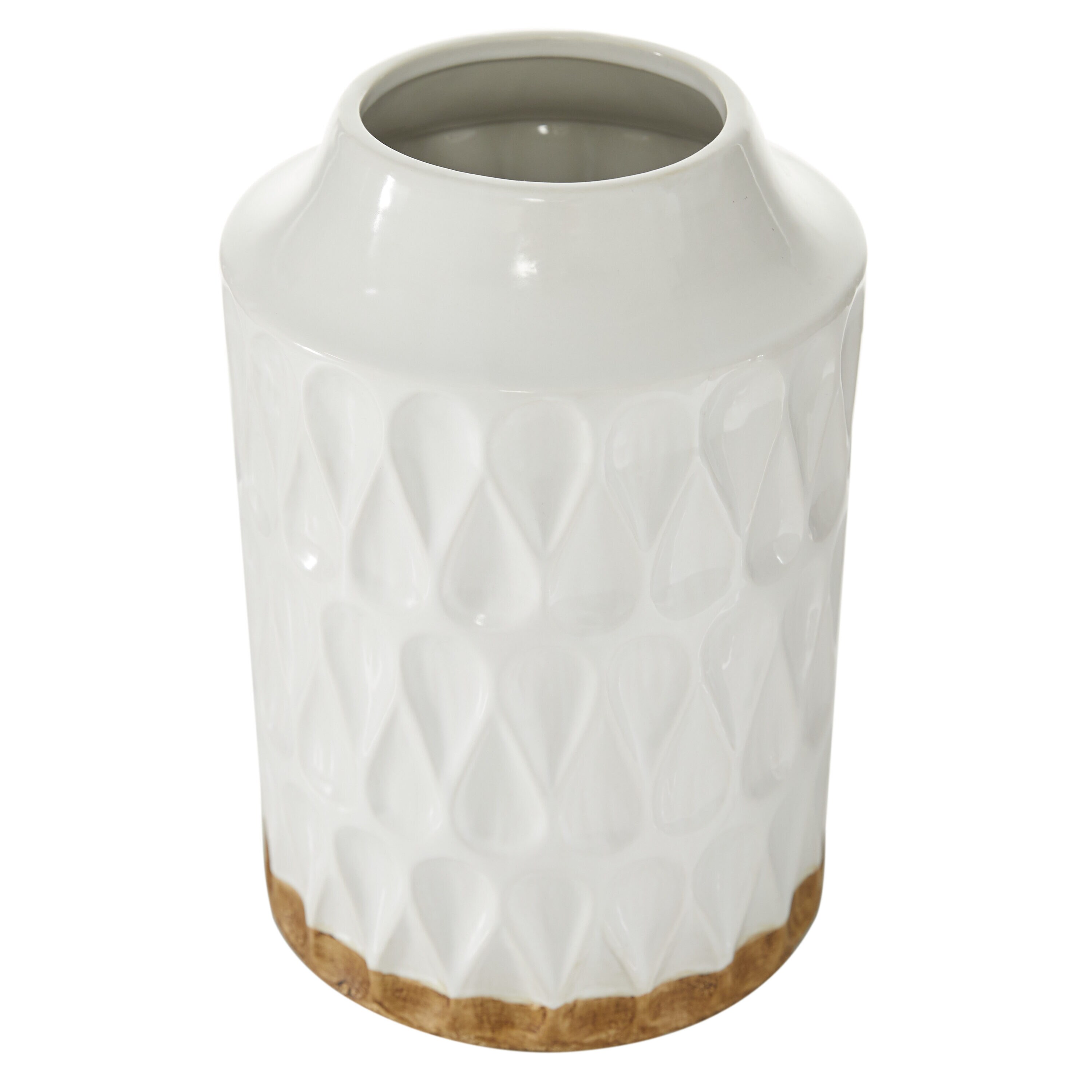 White and Brown Geometric Porcelain Table Vase
