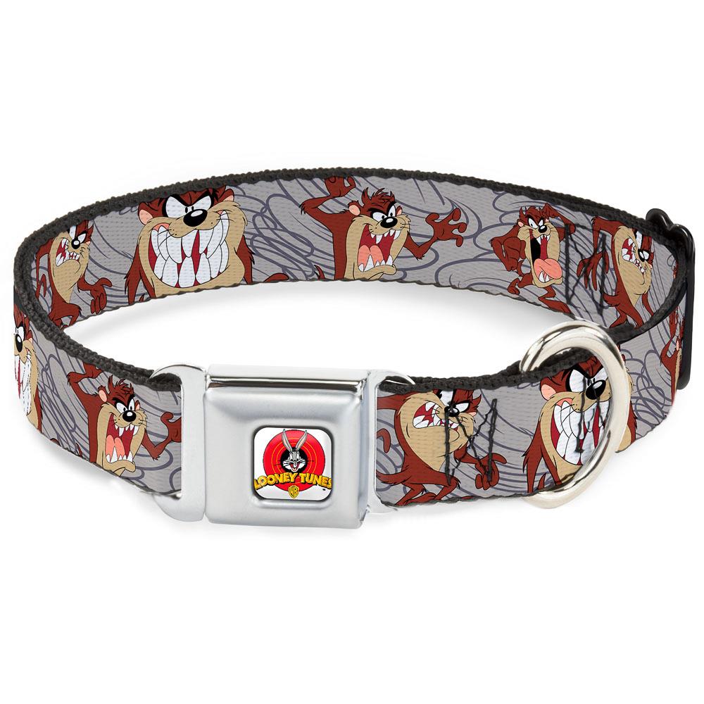 Tasmanian Devil Expressions Gray Swirl Matte Silver Dog Collar, Xx-large Polyester | - Buckle-Down DC-WLTTZ002-WL