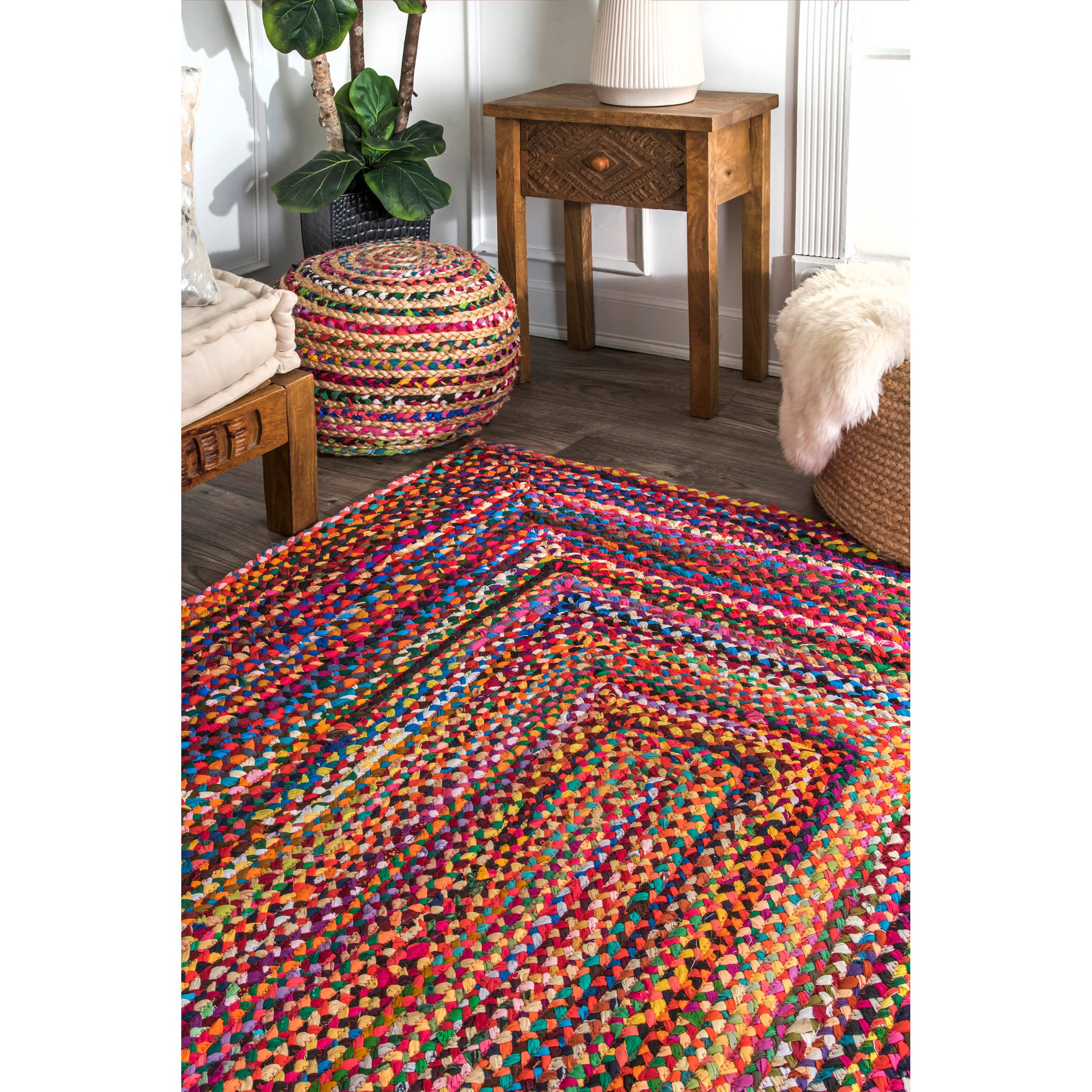 nuLOOM Tammara 8 X 11 (ft) Braided Oval Indoor Stripe Area Rug in the Rugs  department at