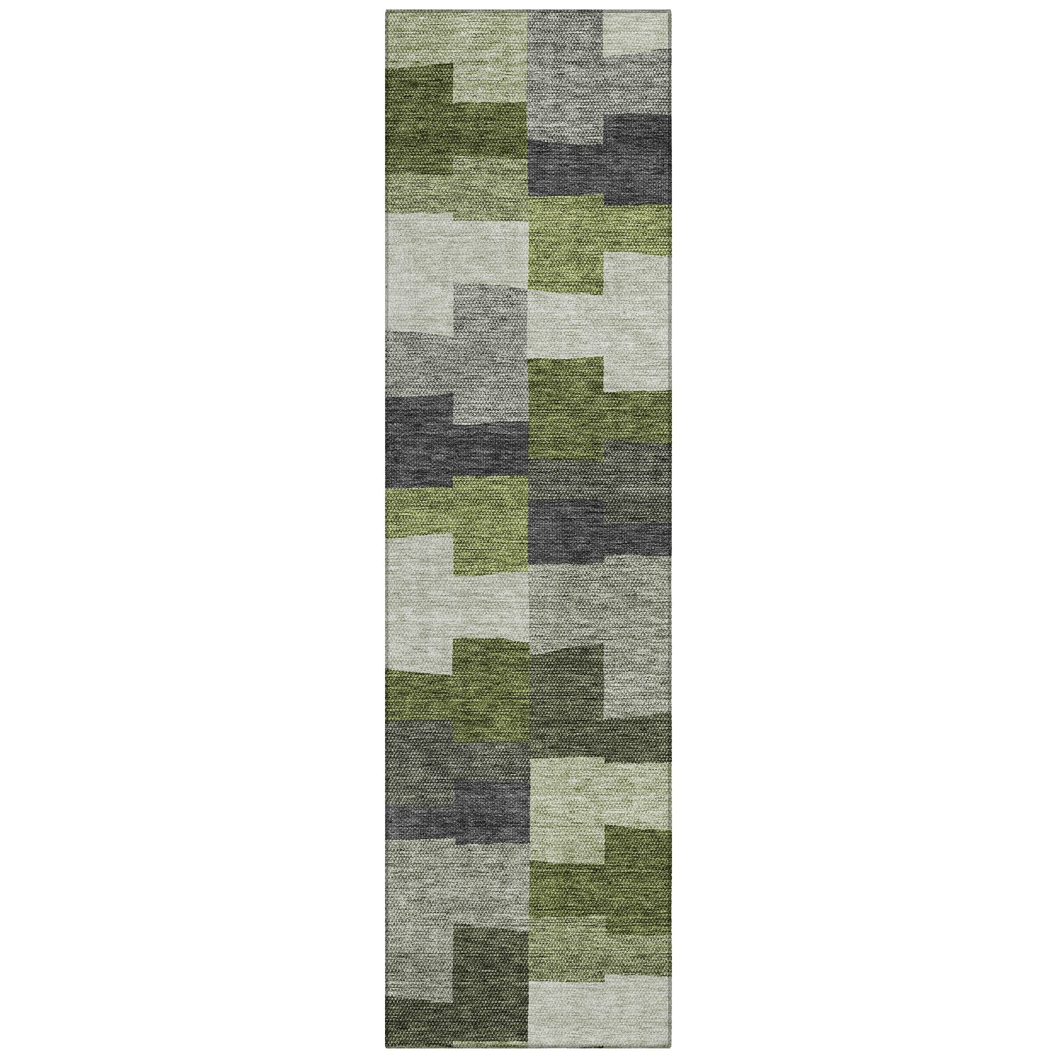 Addison Rugs ACN659OL2X8 Chantille ACN659OL 2 x 7 (ft) Polyester Olive Rectangular Indoor/Outdoor Geometric Machine washable Runner rug