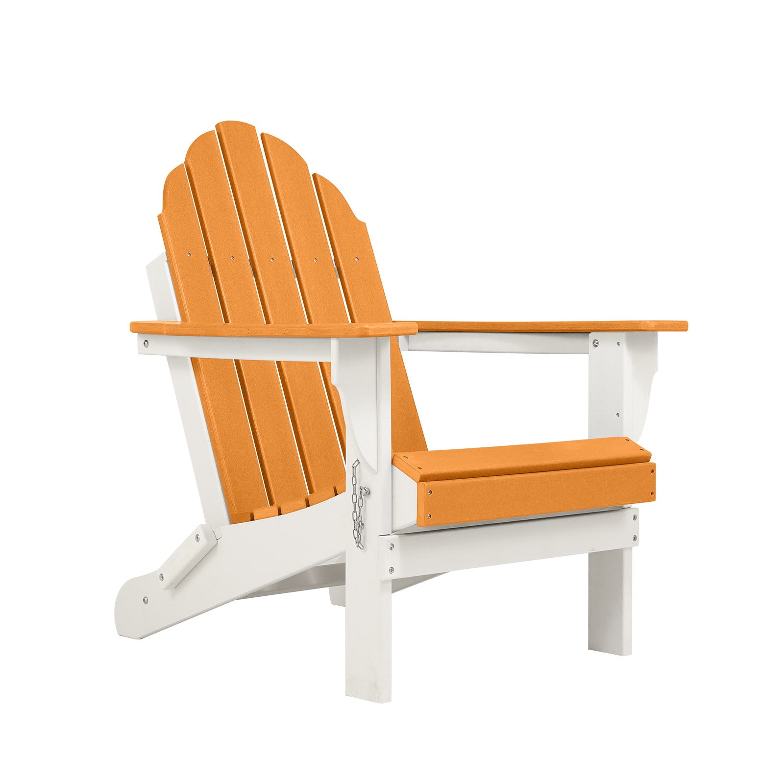 Aoodor A110-POEWE Folding Patio Adirondack Chair Stackable Orange HDPE Frame Stationary Adirondack Chair with Orange Solid Seat