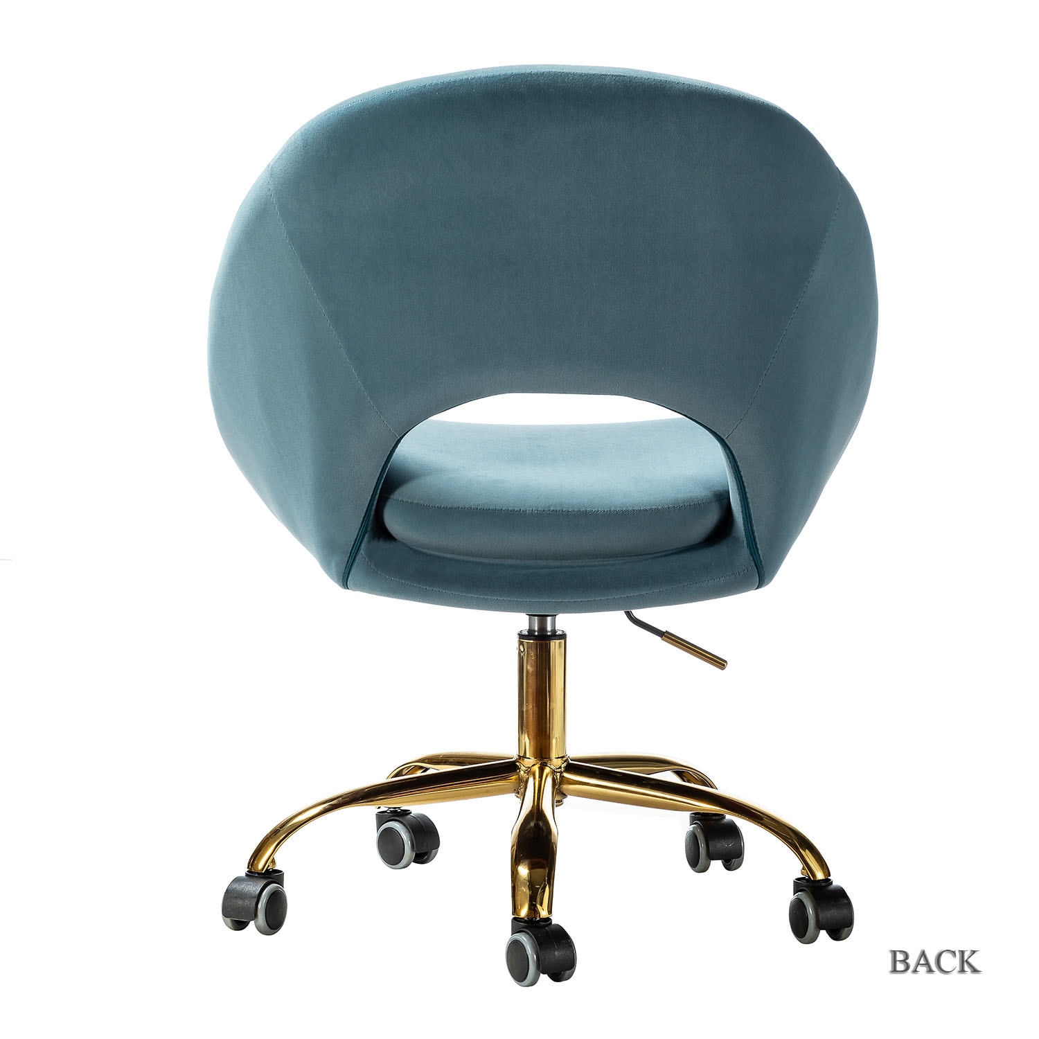 Berta Blue Velvet Swivel Task Chair with Adjustable Height
