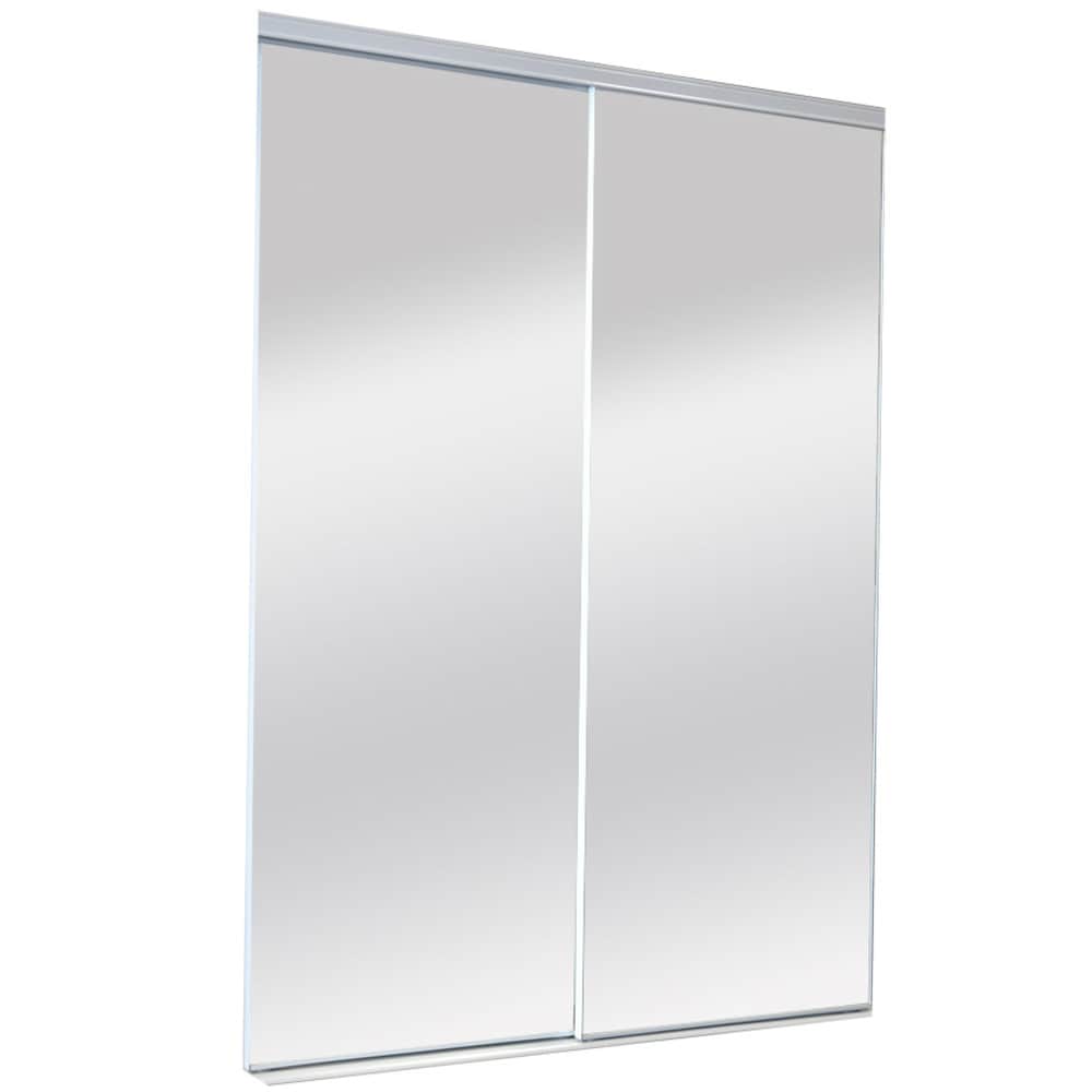 9100 Bethany 48-in x 80-in White /Panel MirrorMirrored Glass Prefinished Steel Sliding Door Hardware Included | - RELIABILT 42004