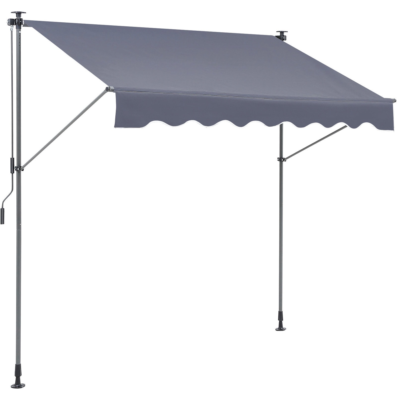 VEVOR SCSSSZYPHSLZ02070V0 Manual Retractable Awning  118in Outdoor Retractable Patio Awning Sunshade Shelter  Adjustable Patio Door Window Awning Canopy with 39in Sun Shade Curtain for Backyard  Garden  Balcony