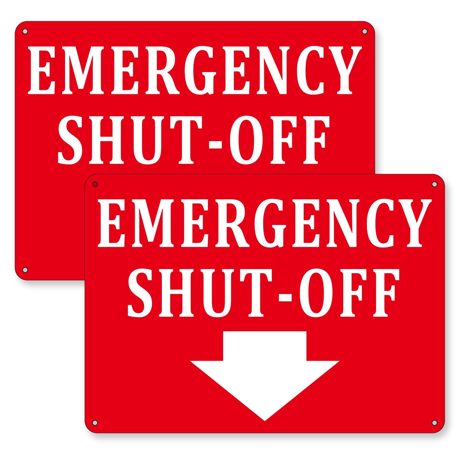Oyezvary  Aluminum Emergency Shut Off Sign Two Pack Reflective Weatherproof Rust Free Compliant Safety Sign for Doors and Wall Easy to Install Ten