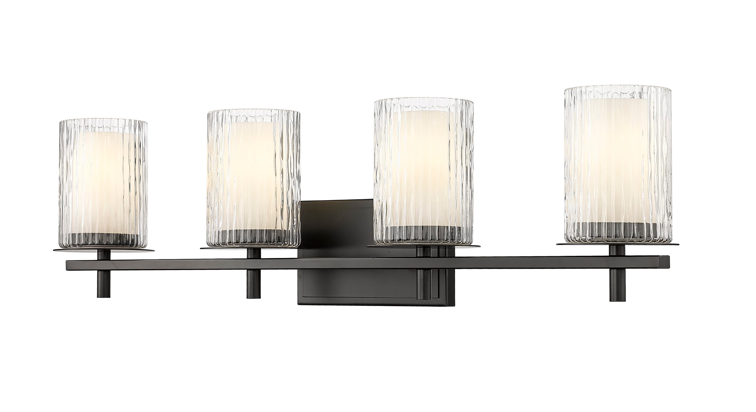 Matte Black 31" Cylinder Glass 4-Light Vanity Fixture