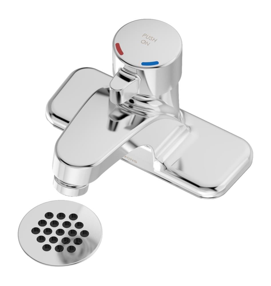 Symmons SLC-6000-G SCOT Polished chrome 4-in centerset 1-handle Low-arc Commercial/Residential Handle Bathroom Sink Faucet with Drain with Deck Plate