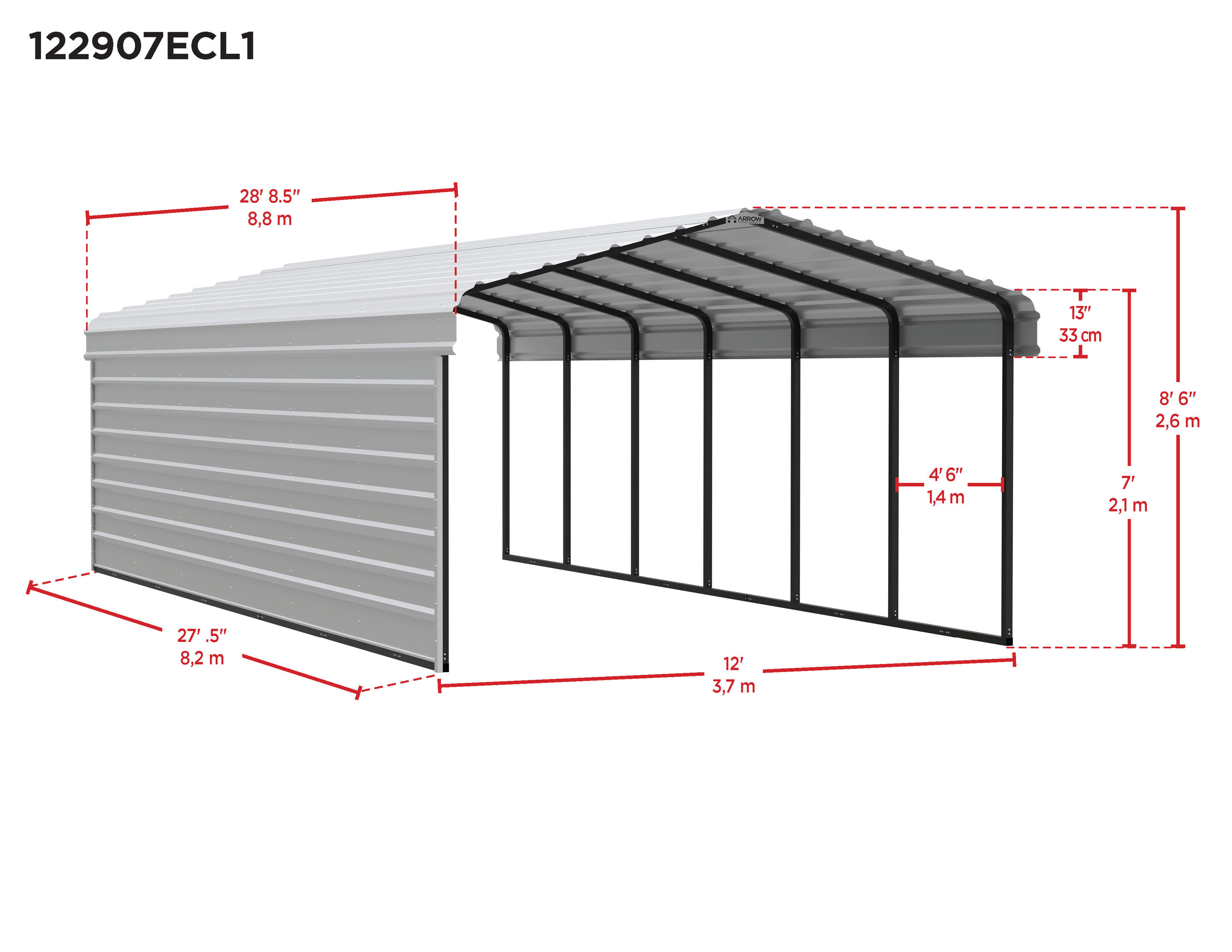 Arrow CPHC122907ECL1 Carport-Covers - View #2