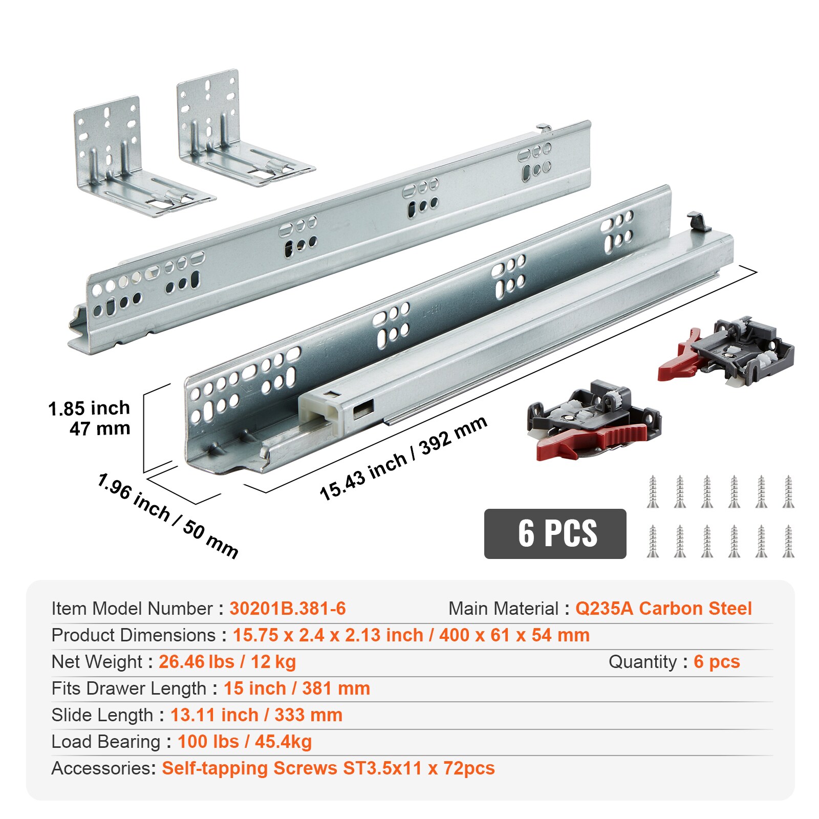 VEVOR SCDZYZSCTHG104851V0 Drawer-Slides - View #7
