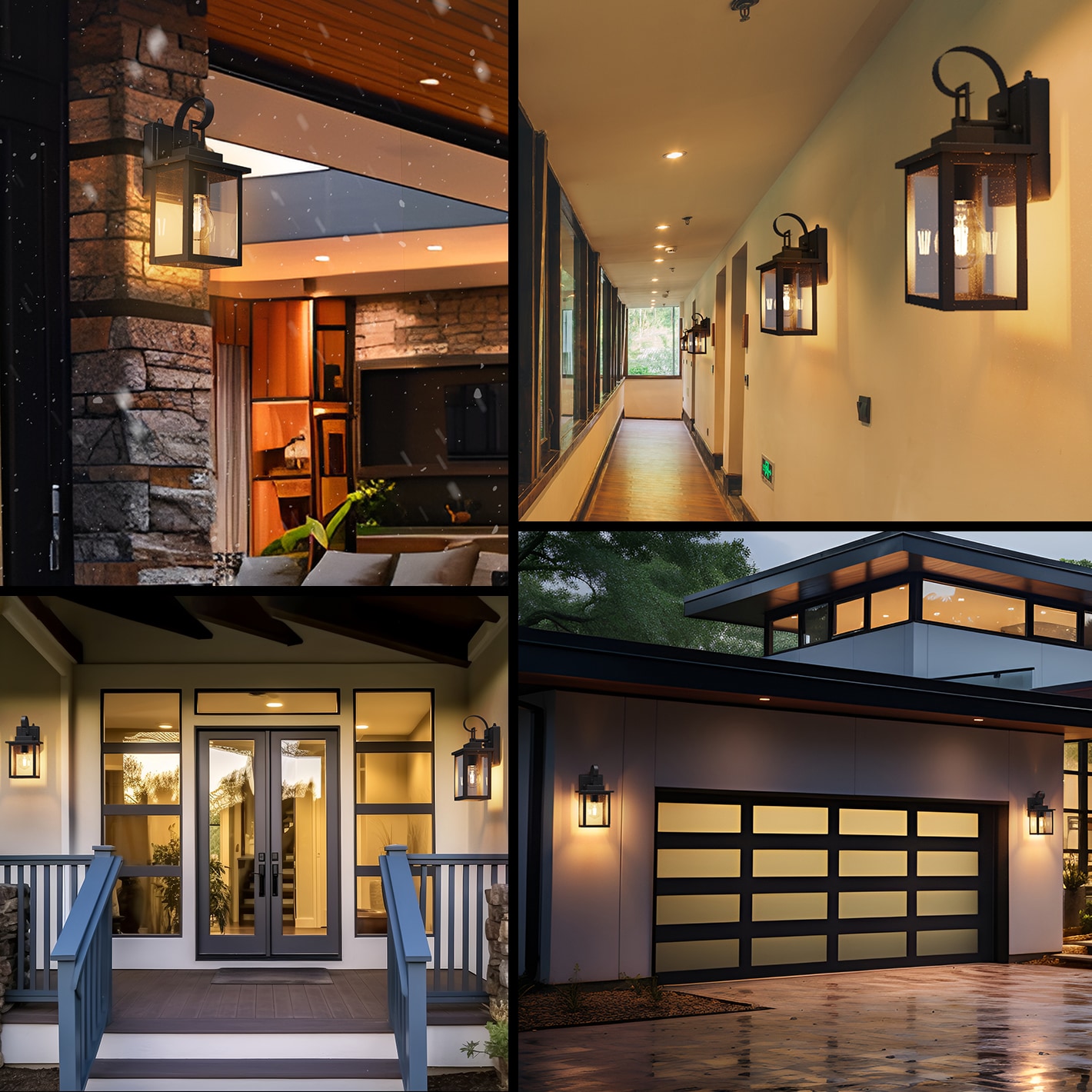 Matte Black Dimmable Outdoor Wall Sconce with Clear Glass