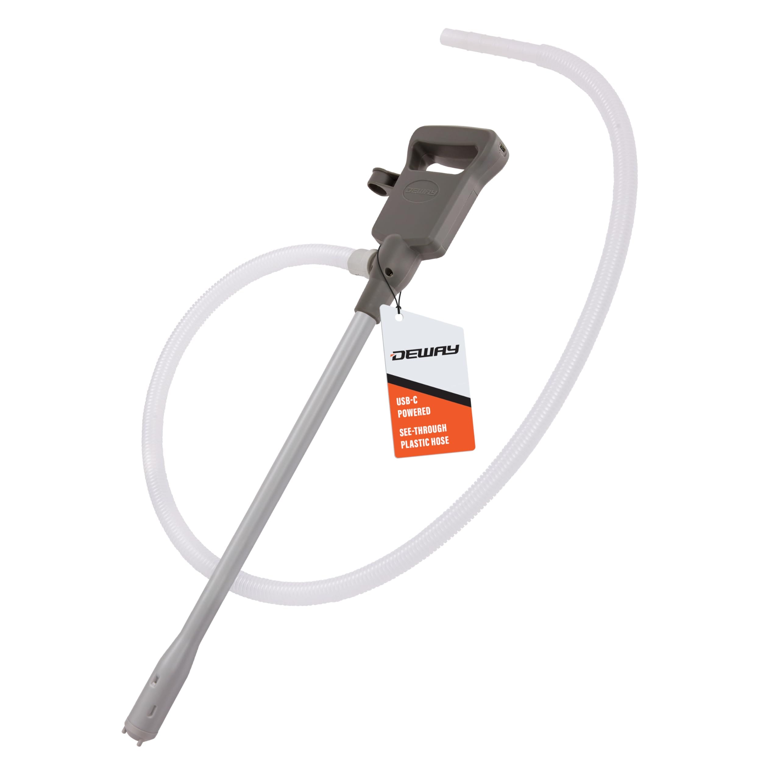 DEWAY WAYHHP38B Automatic Fuel Transfer Pump - 3.8GPM - USB-C or AA Battery Powered - 51'' Hose - Portable Siphon