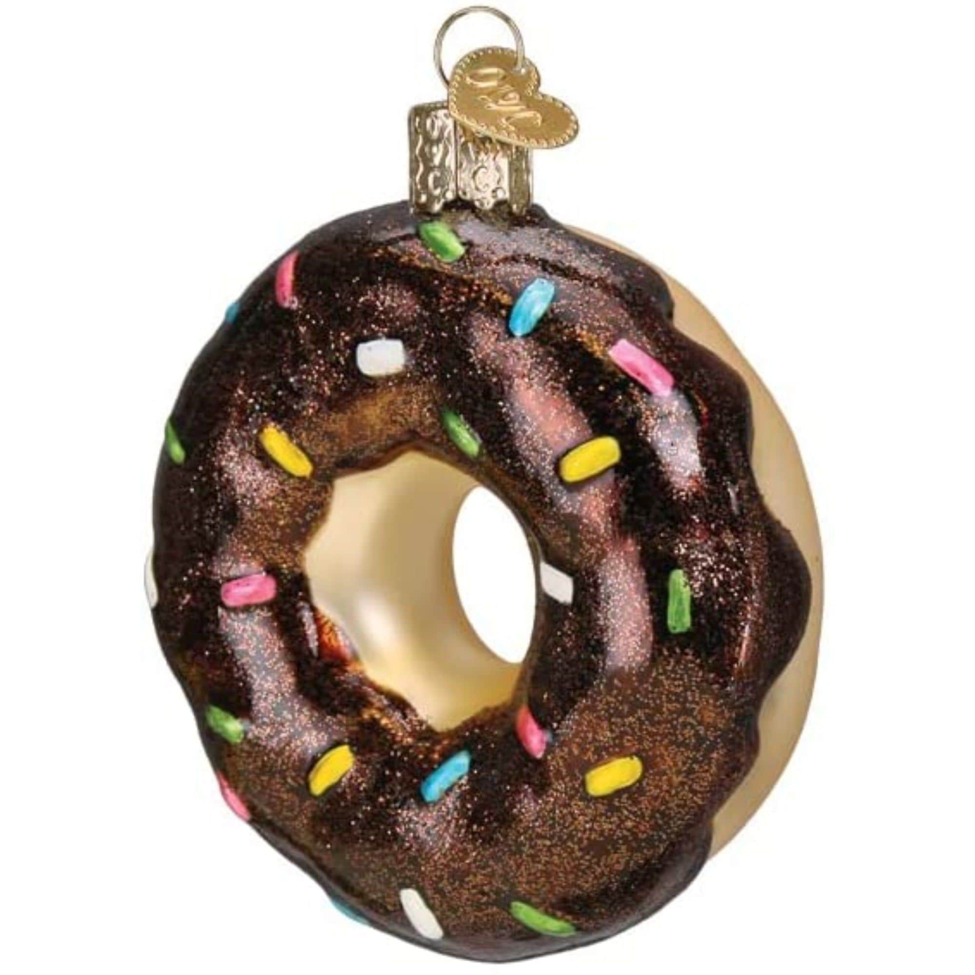 Old World Christmas 729343324825 Blown Glass Ornament for Christmas Tree - Chocolate Sprinkles Donut