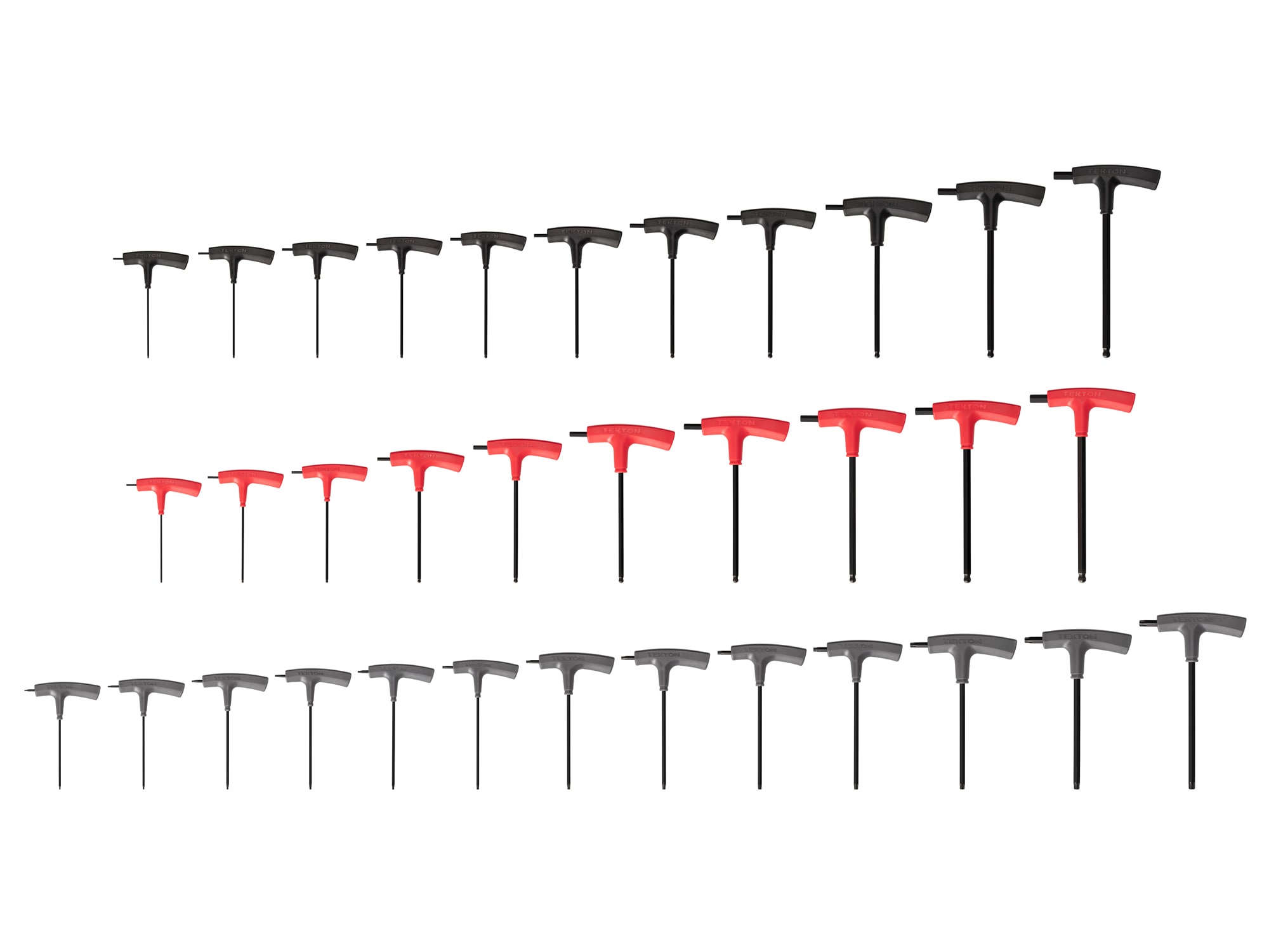 TEKTON KEY90001 5/64-3/8 inch, 2-10 mm, T6-T50 Assorted T-Handle Standard (SAE) and Metric combination 34 -Pieces Hex/Torx key set