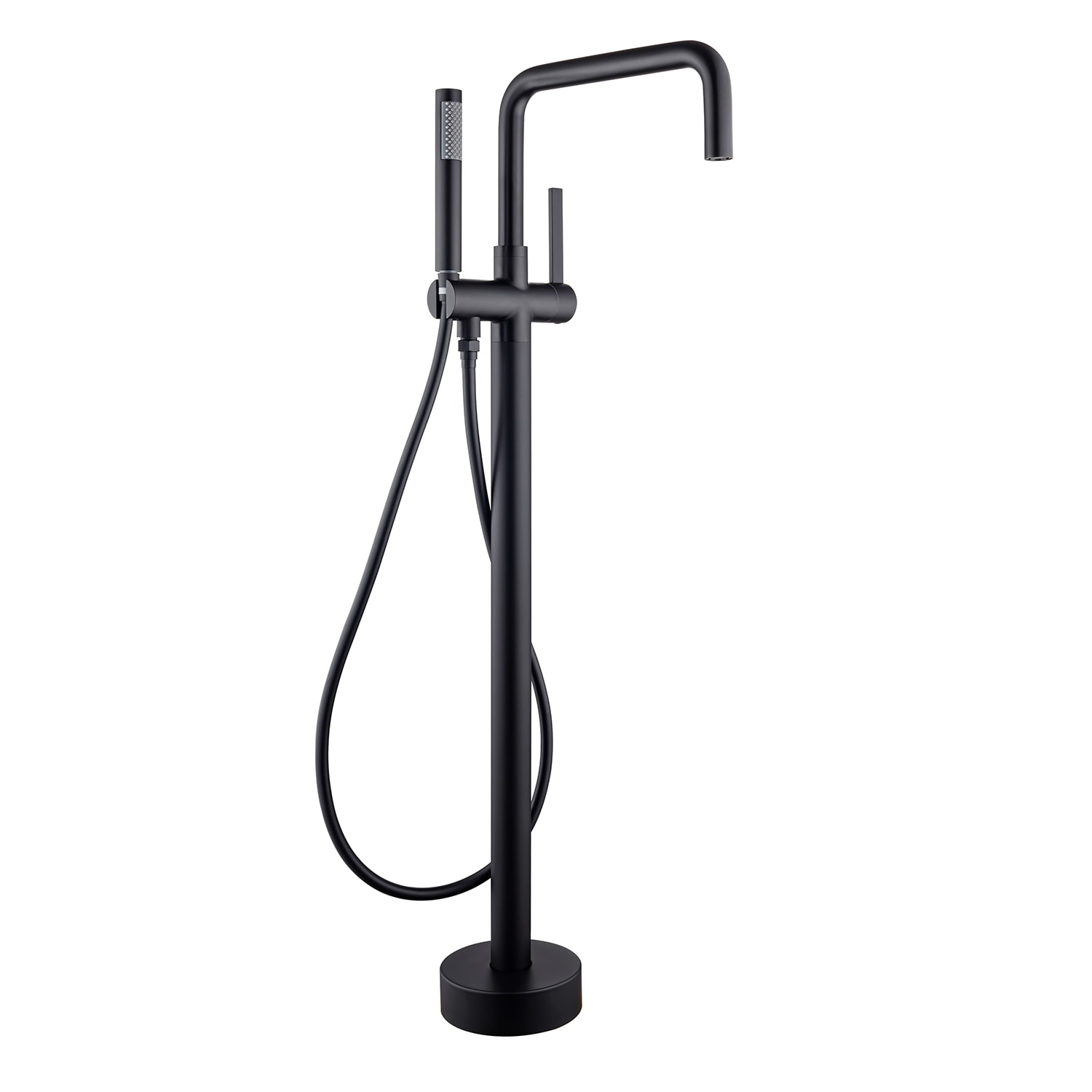 Rainlex Single Handle Floor Mounted Tub Filler with Diverter and Hand Shower in Matte Black