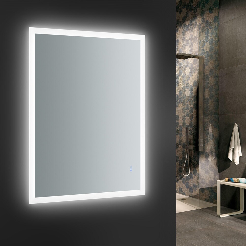 Sleek 48"x36" Frameless Bathroom Vanity Mirror with LED Halo & Fog-Free Technology