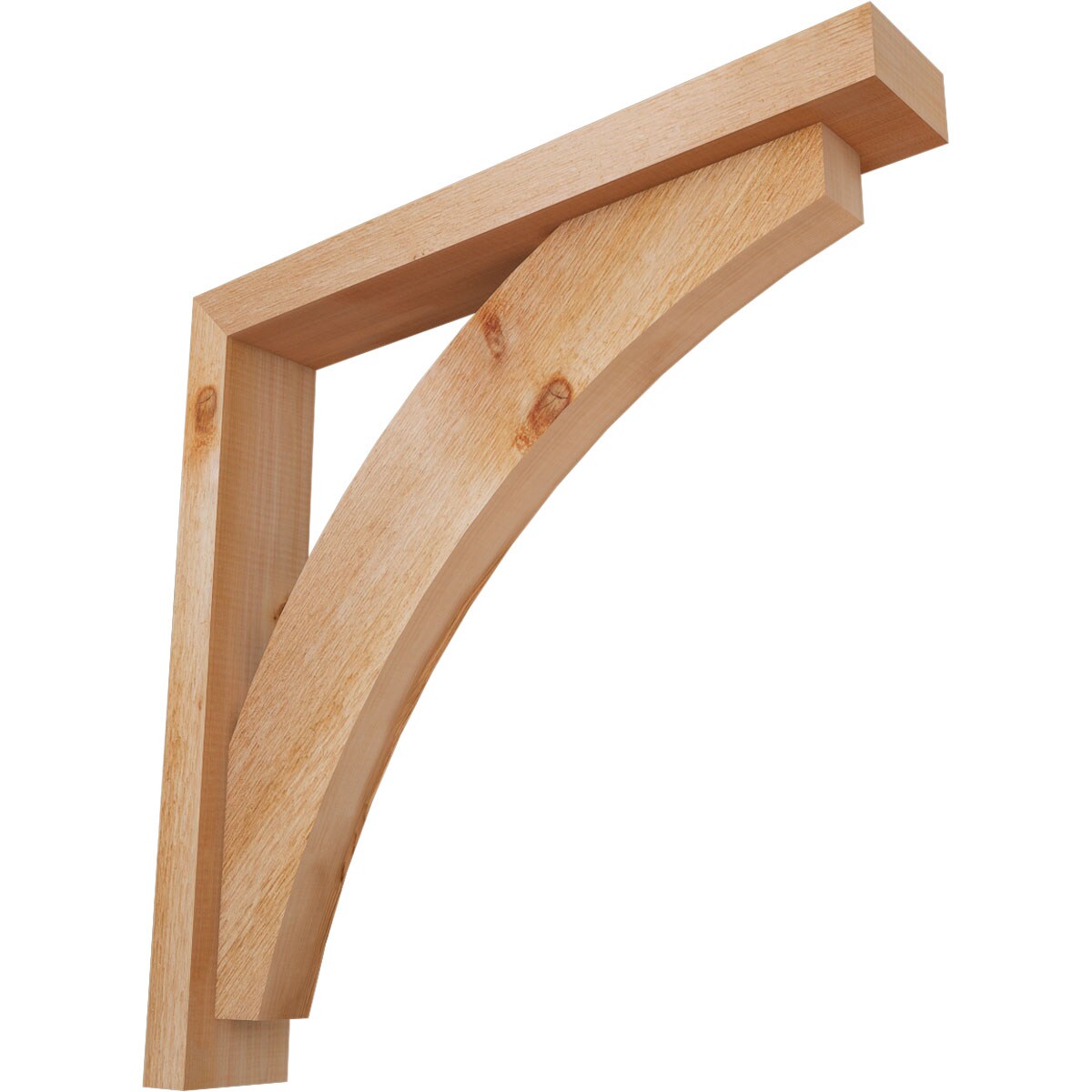 Ekena Millwork 1463826 Thorton Block Rough Sawn Bracket with Offset Brace 4-in x 26-in x 26-in Western red cedar Brown Wood Standard bracket