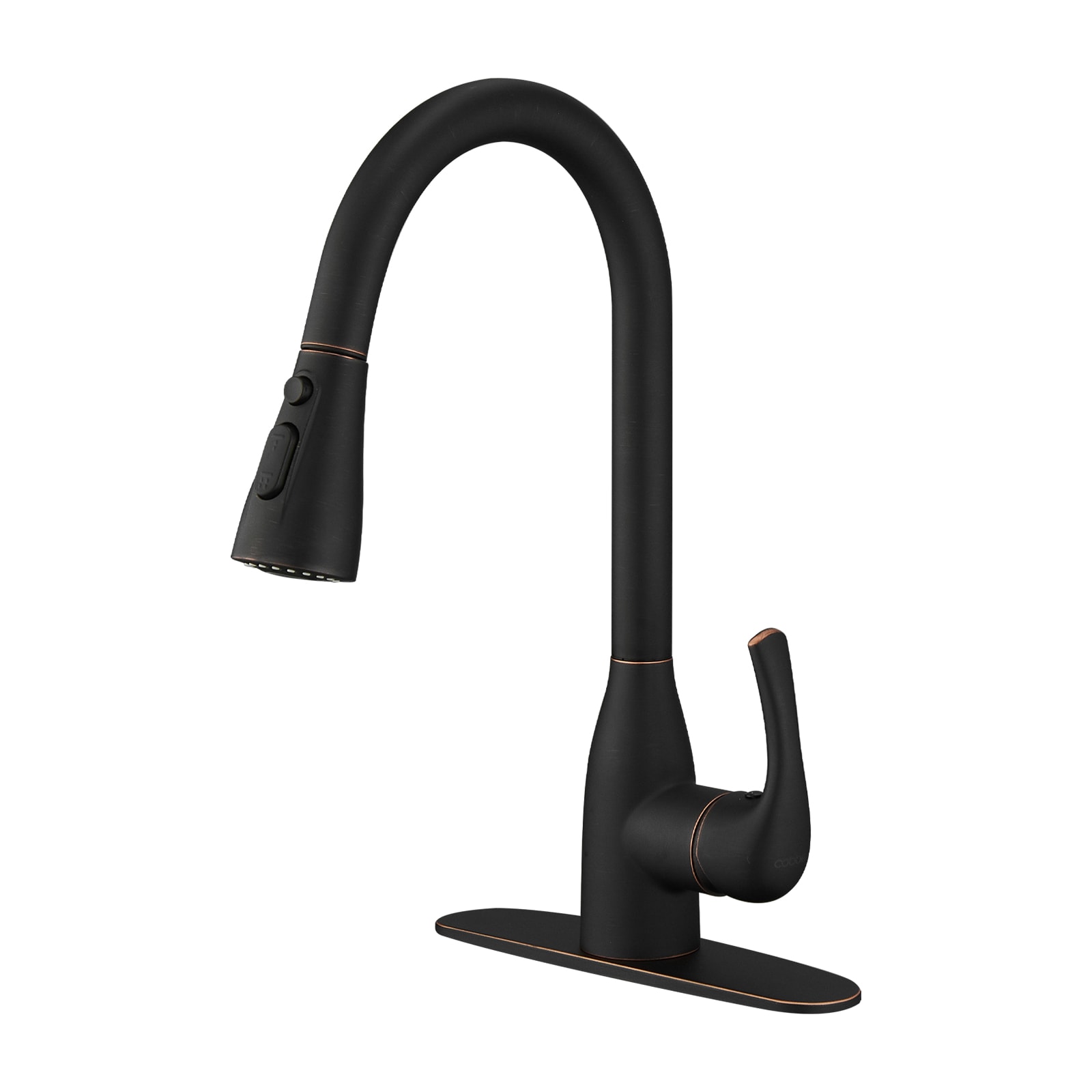 Cobbe LSKFC0103B Black Single Handle Deck-mount Kitchen Faucet with Sprayer ( Deck Plate Included )