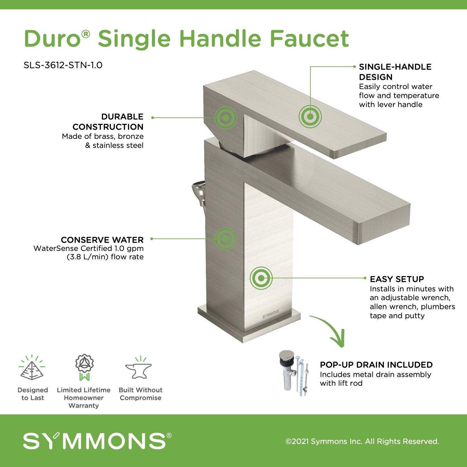 Symmons SLS-3612-STN-1.0 Lavatory-Faucets - View #3