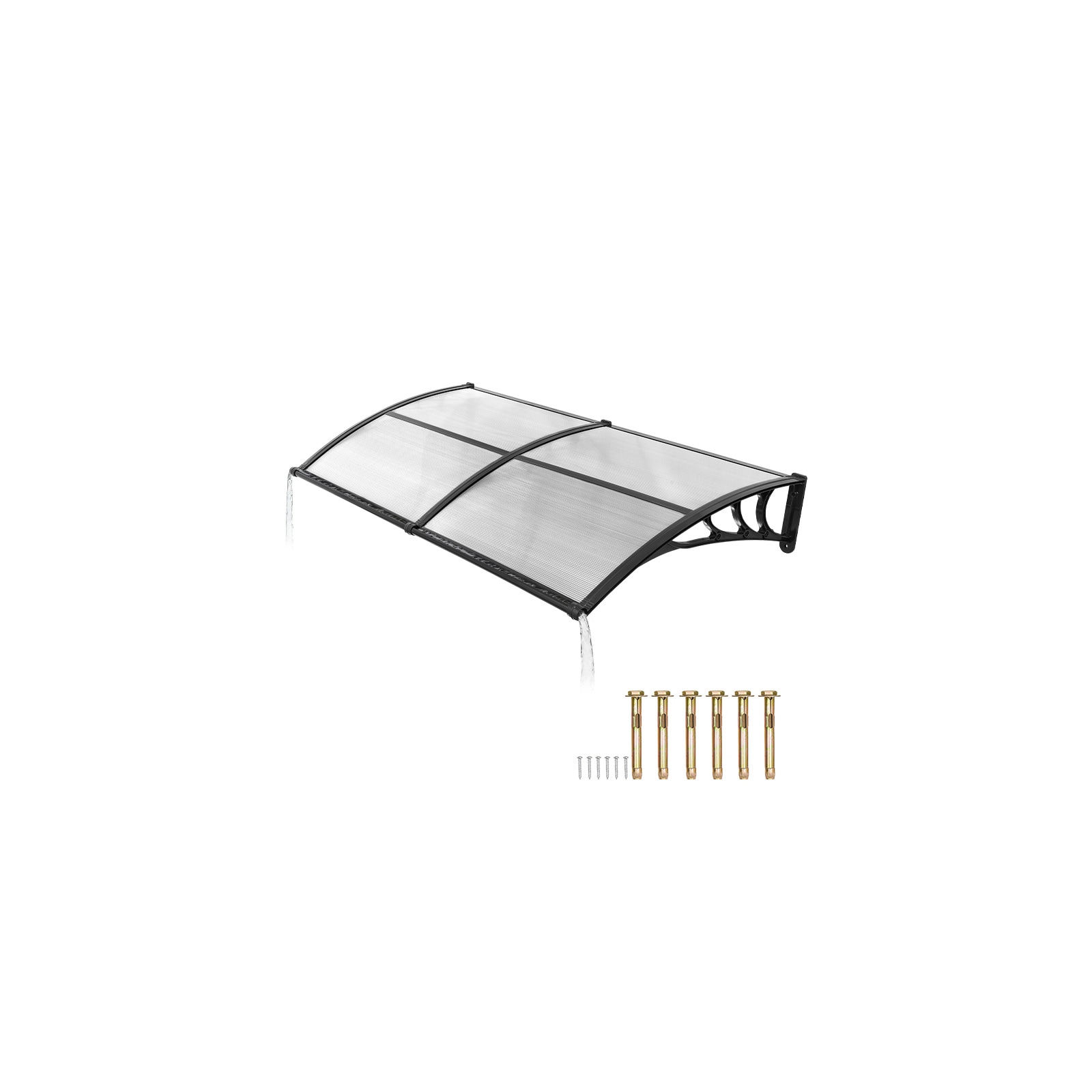 Mecale Polycarbonate Door Canopy 38 x 78 in UPF50 Rain Snow Sun Protection with ABS Bracket