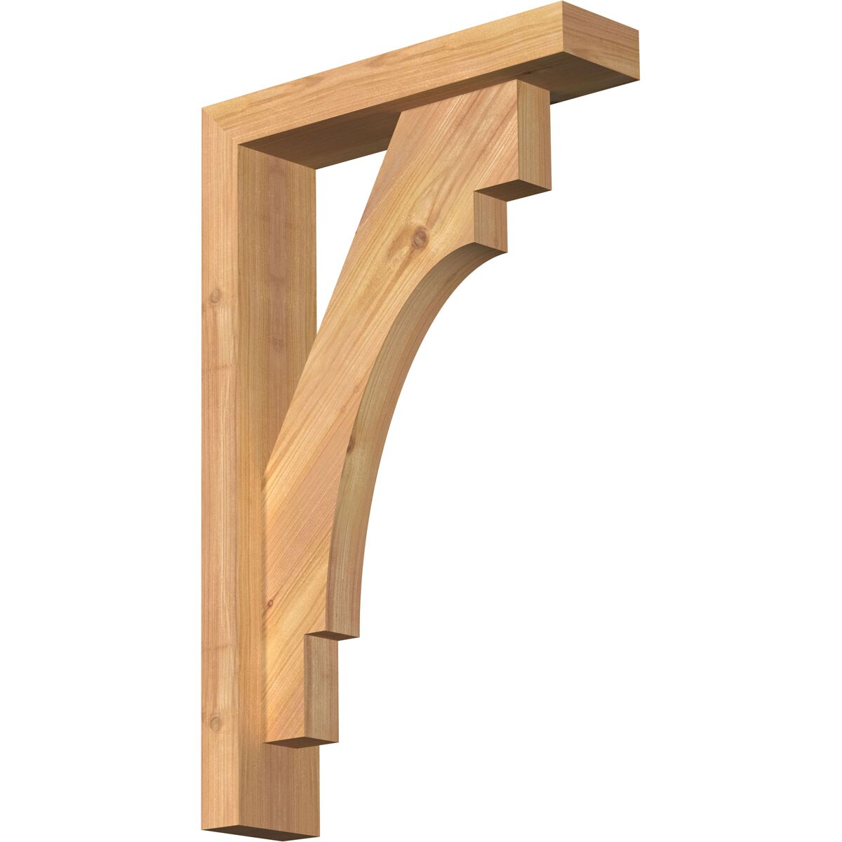 Ekena Millwork 1463107 Merced Block Smooth Bracket with Offset Brace 3-1/2-in x 14-in x 22-in Western red cedar Brown Wood Standard bracket