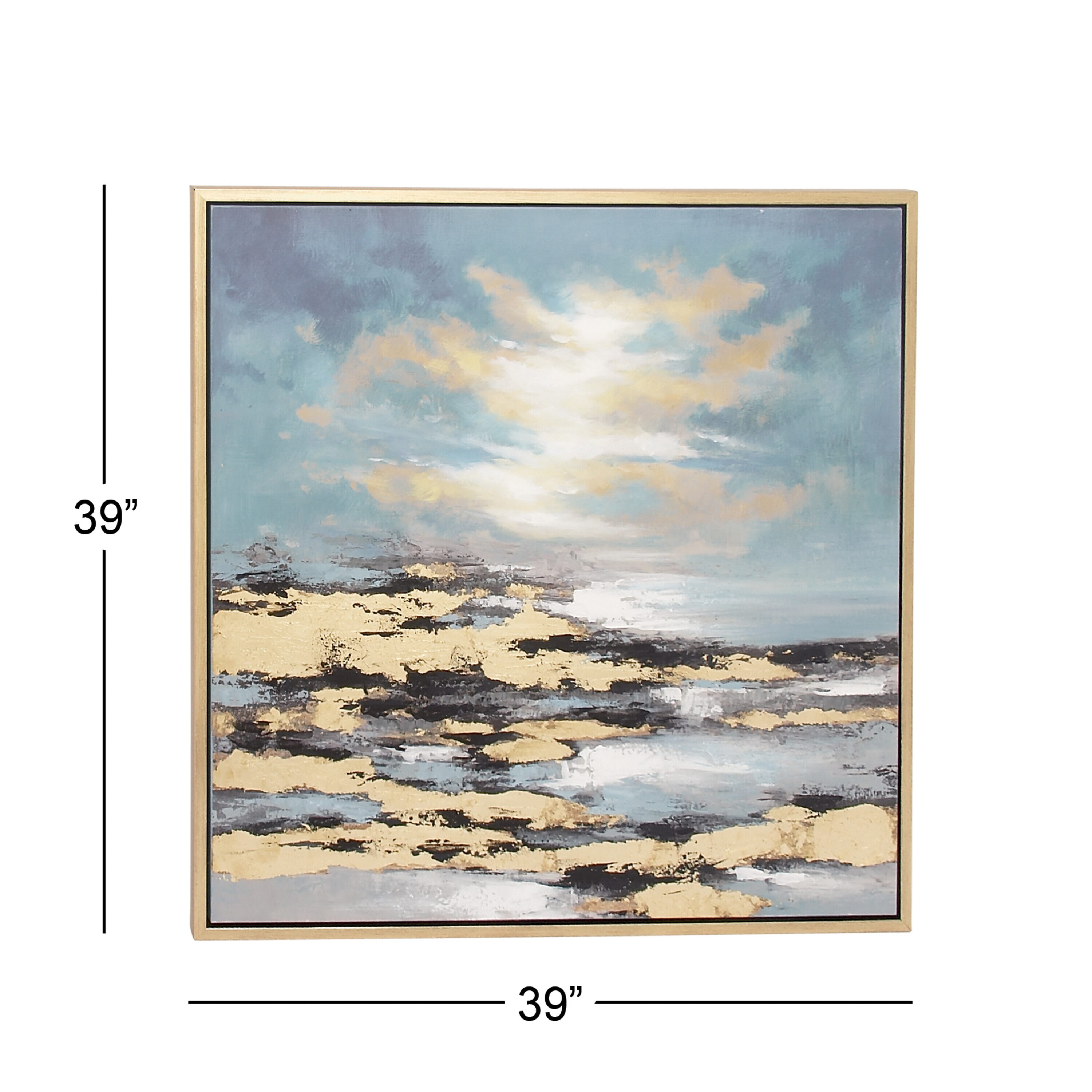 Blue and Gold Abstract Landscape Canvas Wall Art