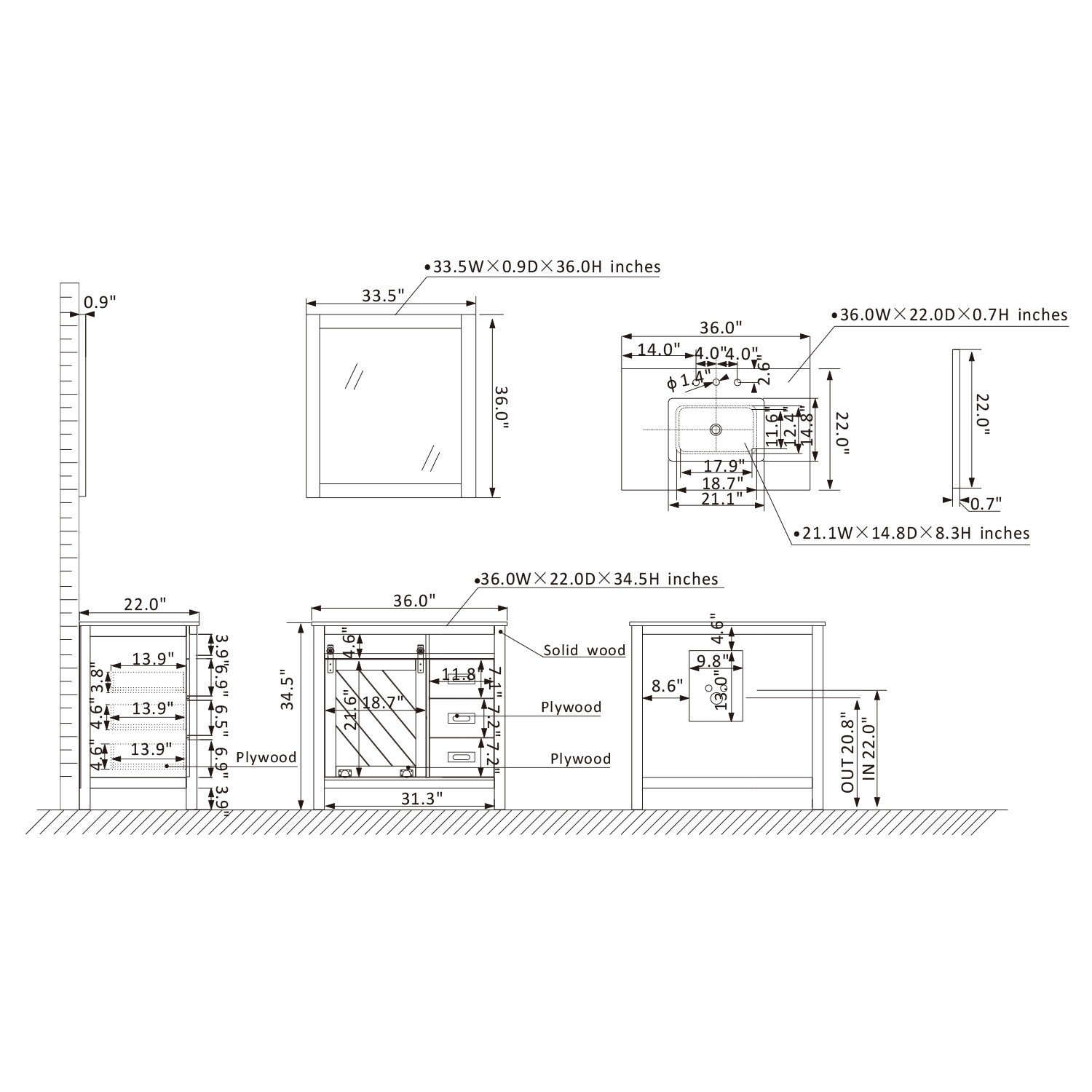 Altair 536036-GR-CA Bath-Vanity-Combo - View #10